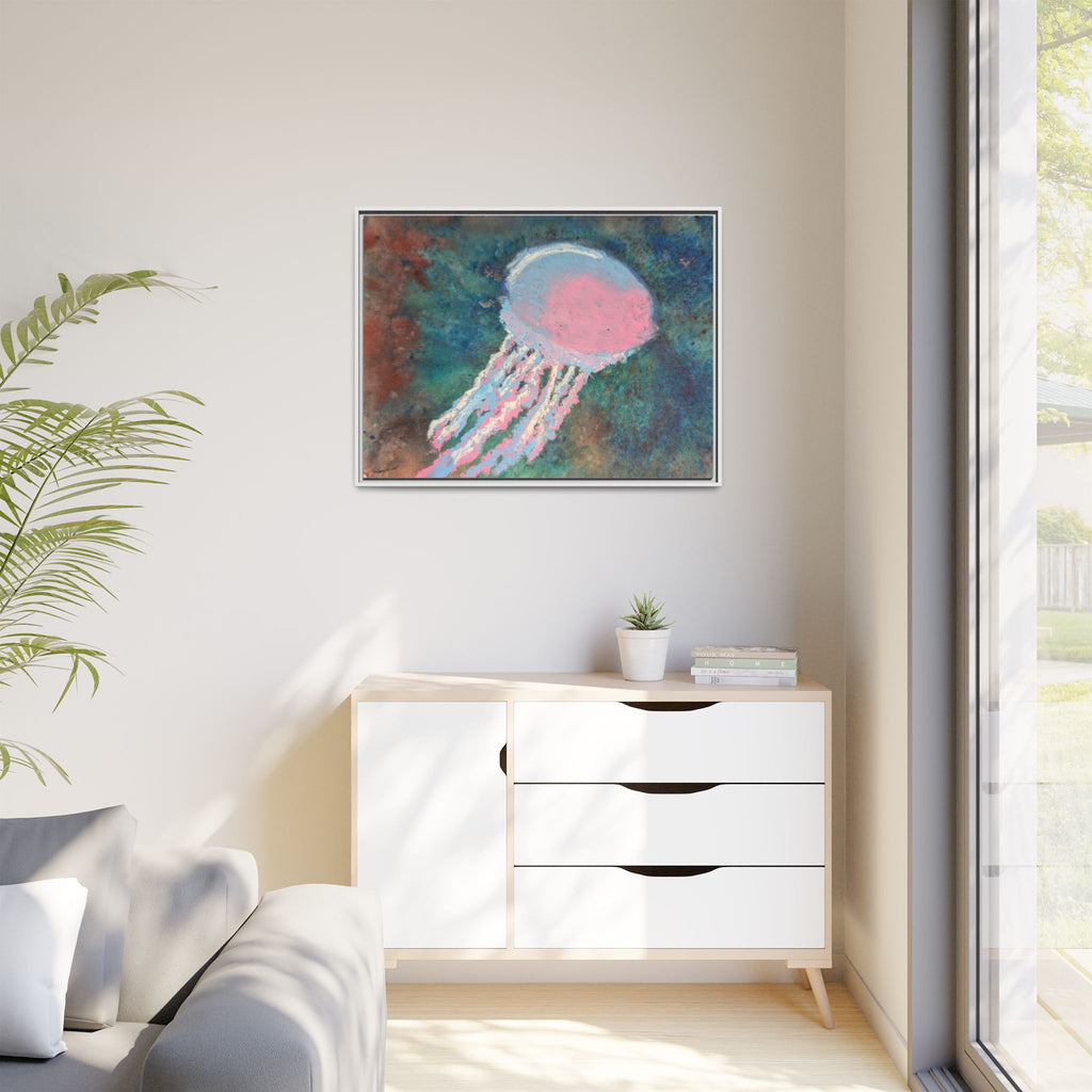 Jellyfish Watercolor Framed Canvas
