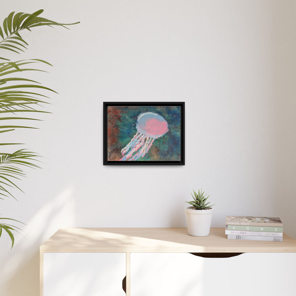 Jellyfish Watercolor Framed Canvas