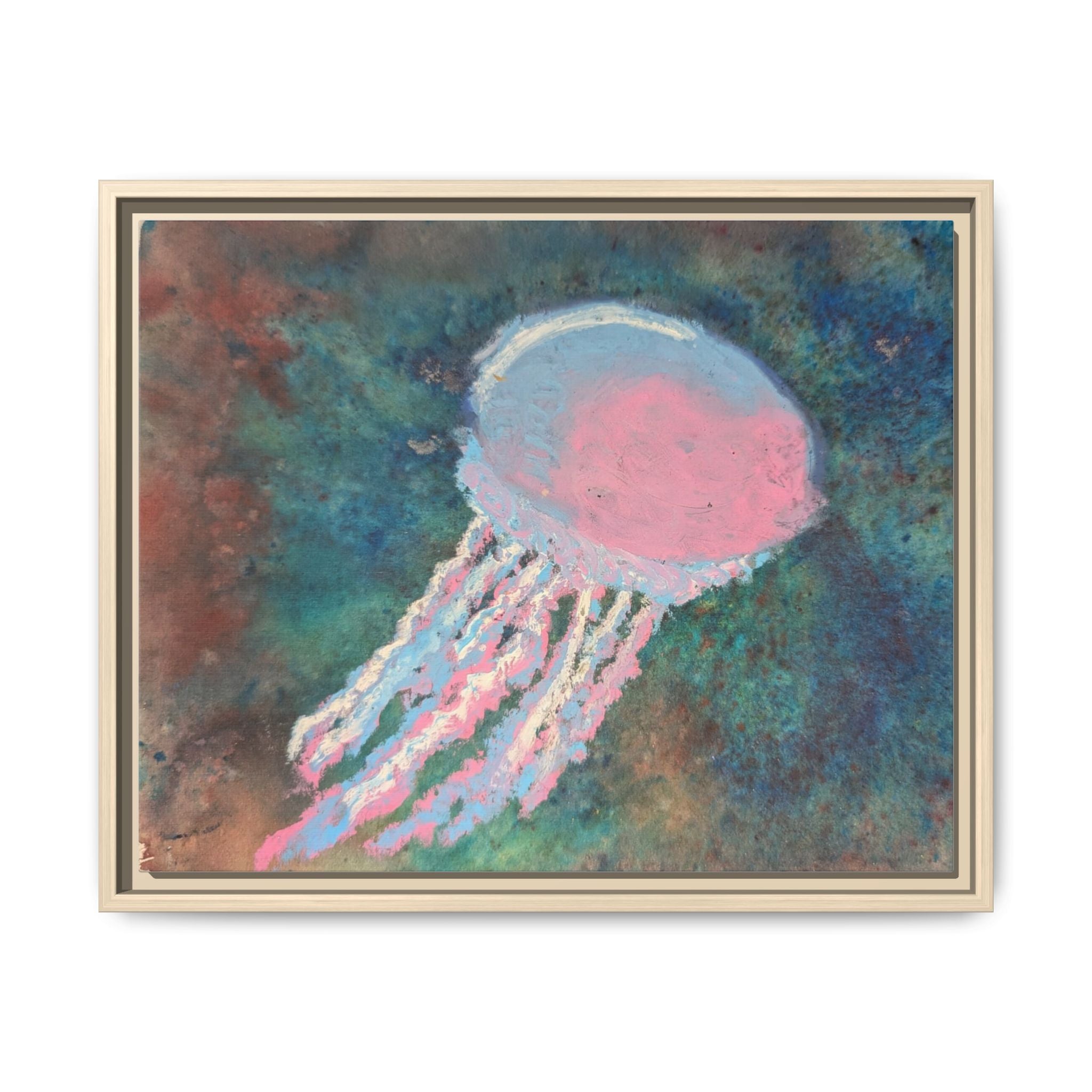 Jellyfish Watercolor Framed Canvas