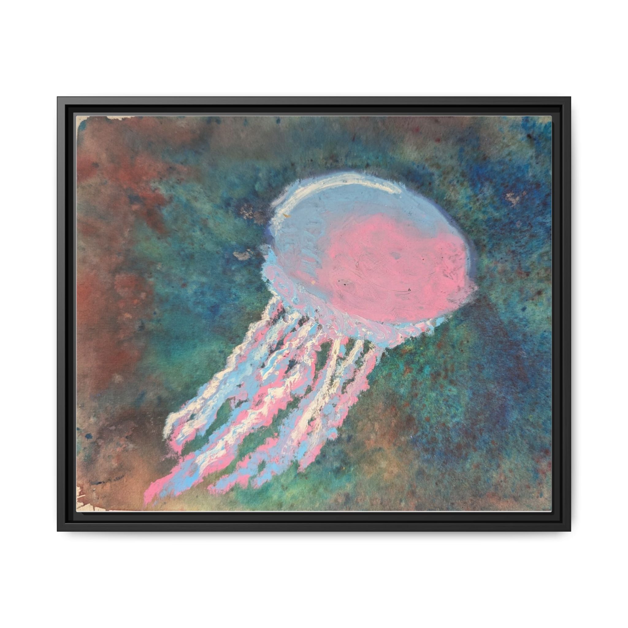 Jellyfish Watercolor Framed Canvas
