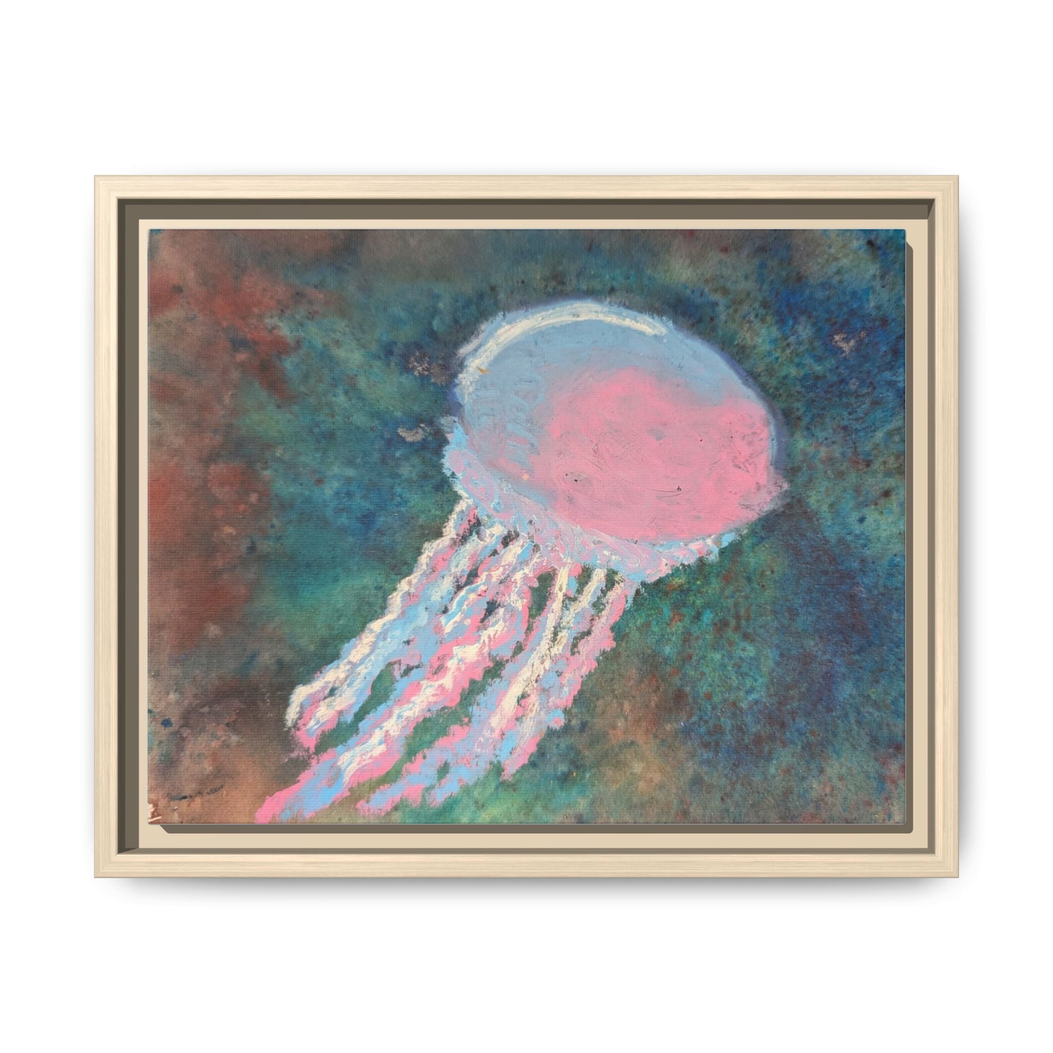 Jellyfish Watercolor Framed Canvas