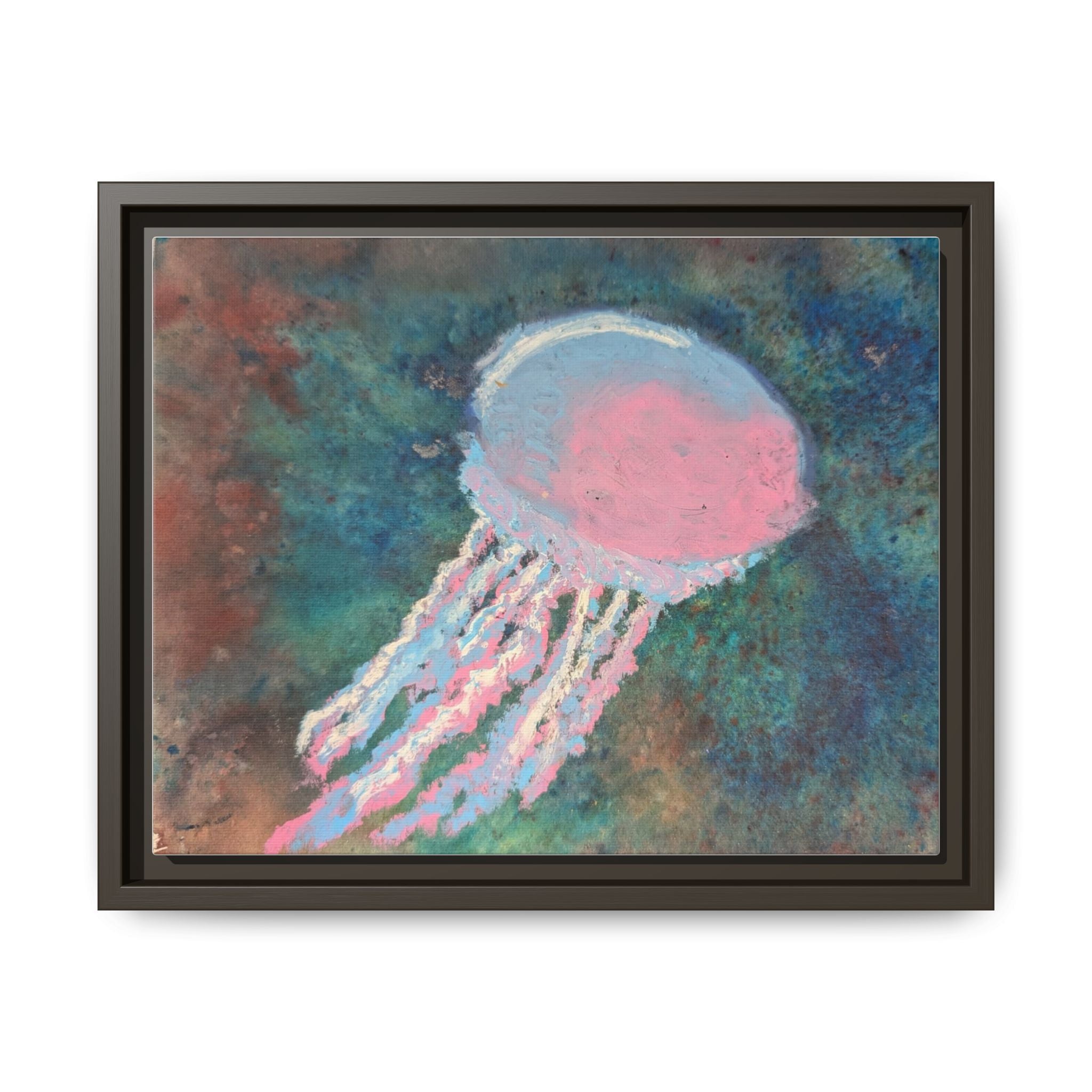 Jellyfish Watercolor Framed Canvas