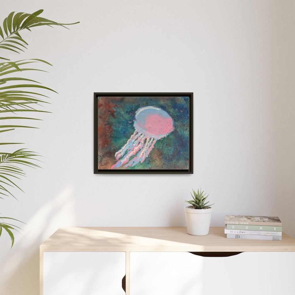 Jellyfish Watercolor Framed Canvas