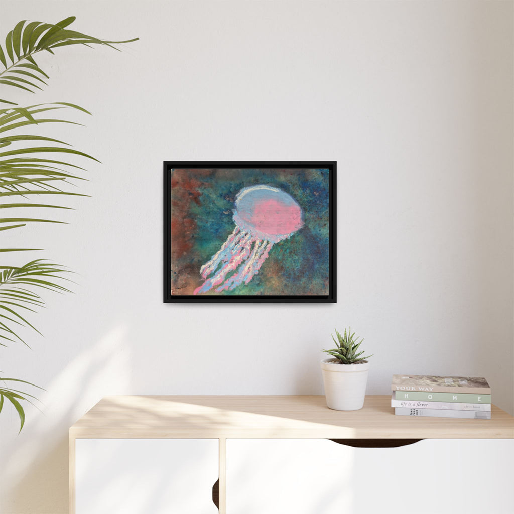 Jellyfish Watercolor Framed Canvas
