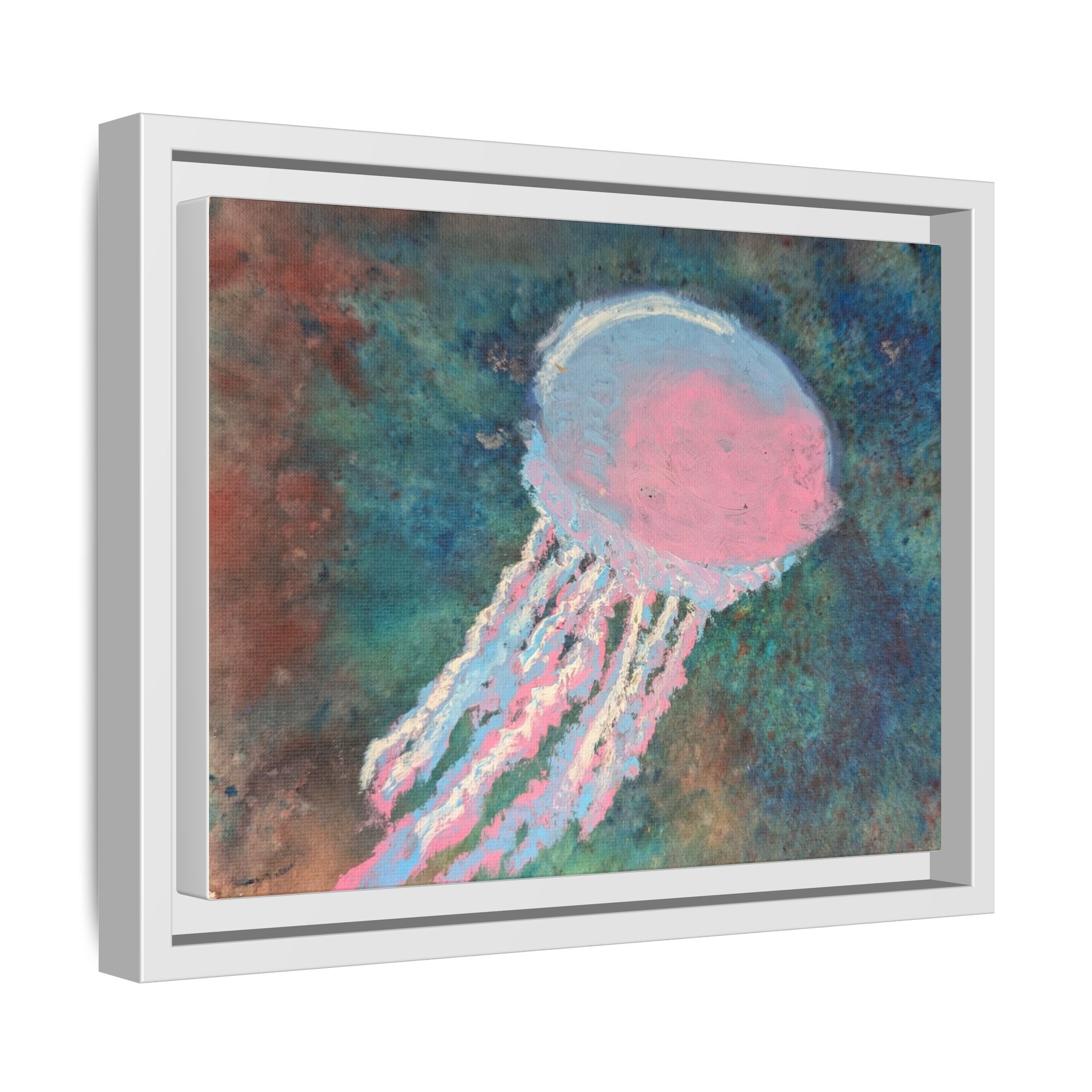 Jellyfish Watercolor Framed Canvas
