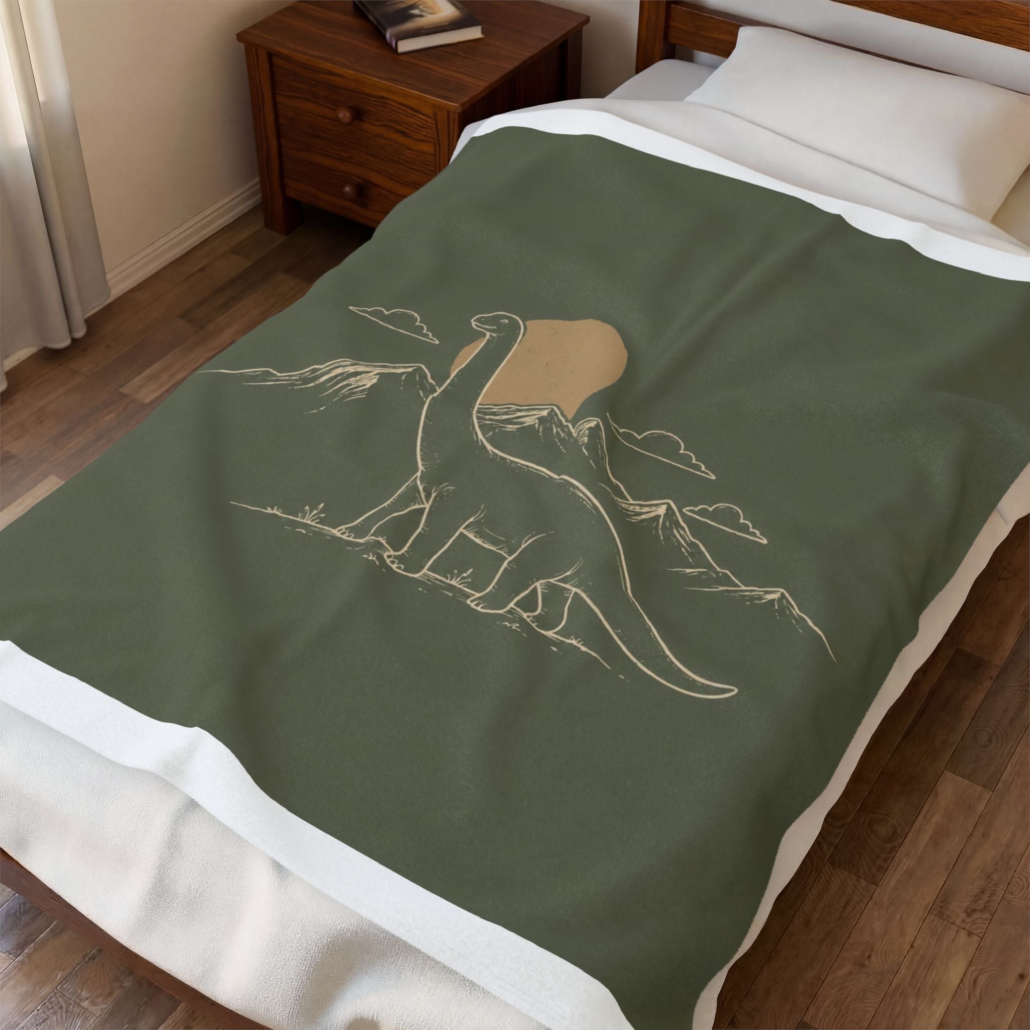 Dinosaur Sunset Plush Blanket