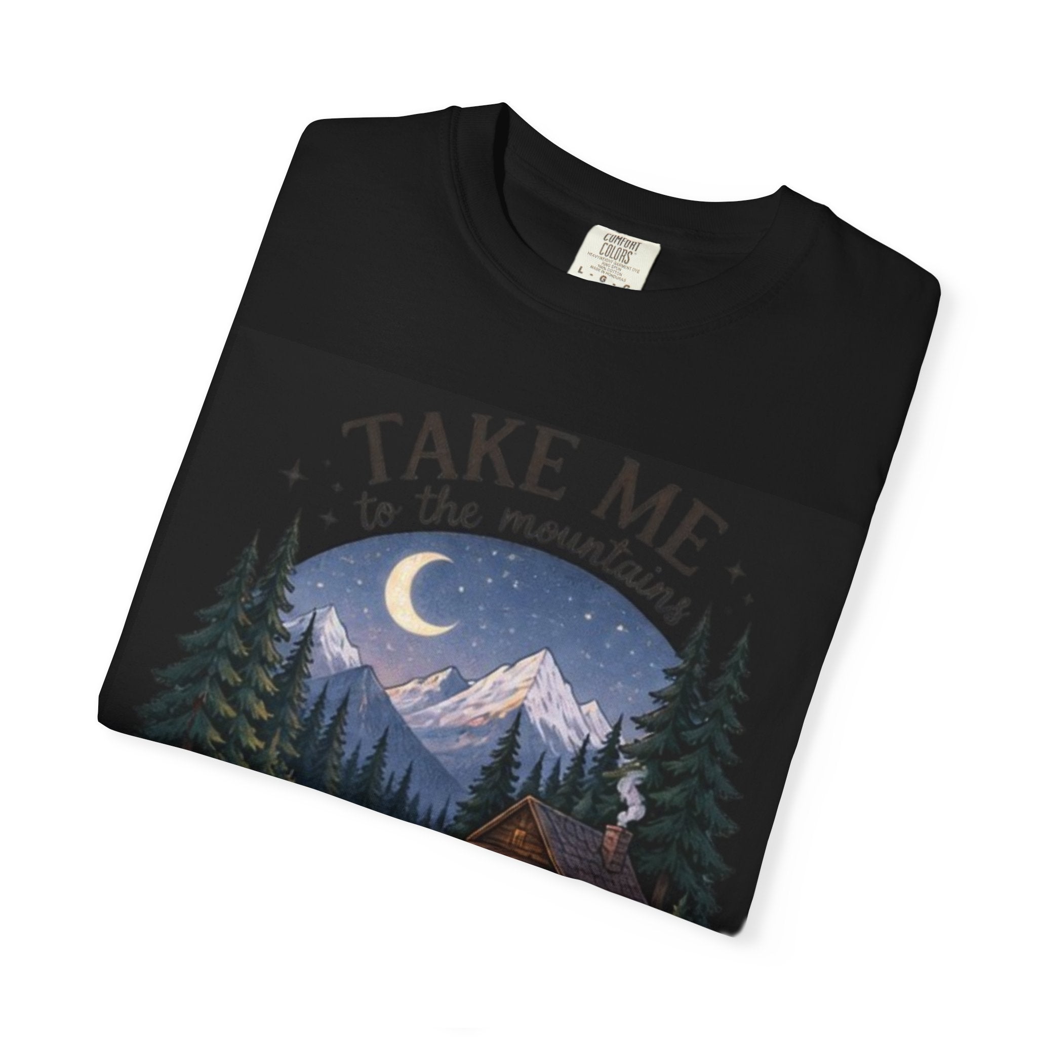 Cabin Nightscape T‑Shirt – "Take Me Back" Moonlit Lake Cabin Tee