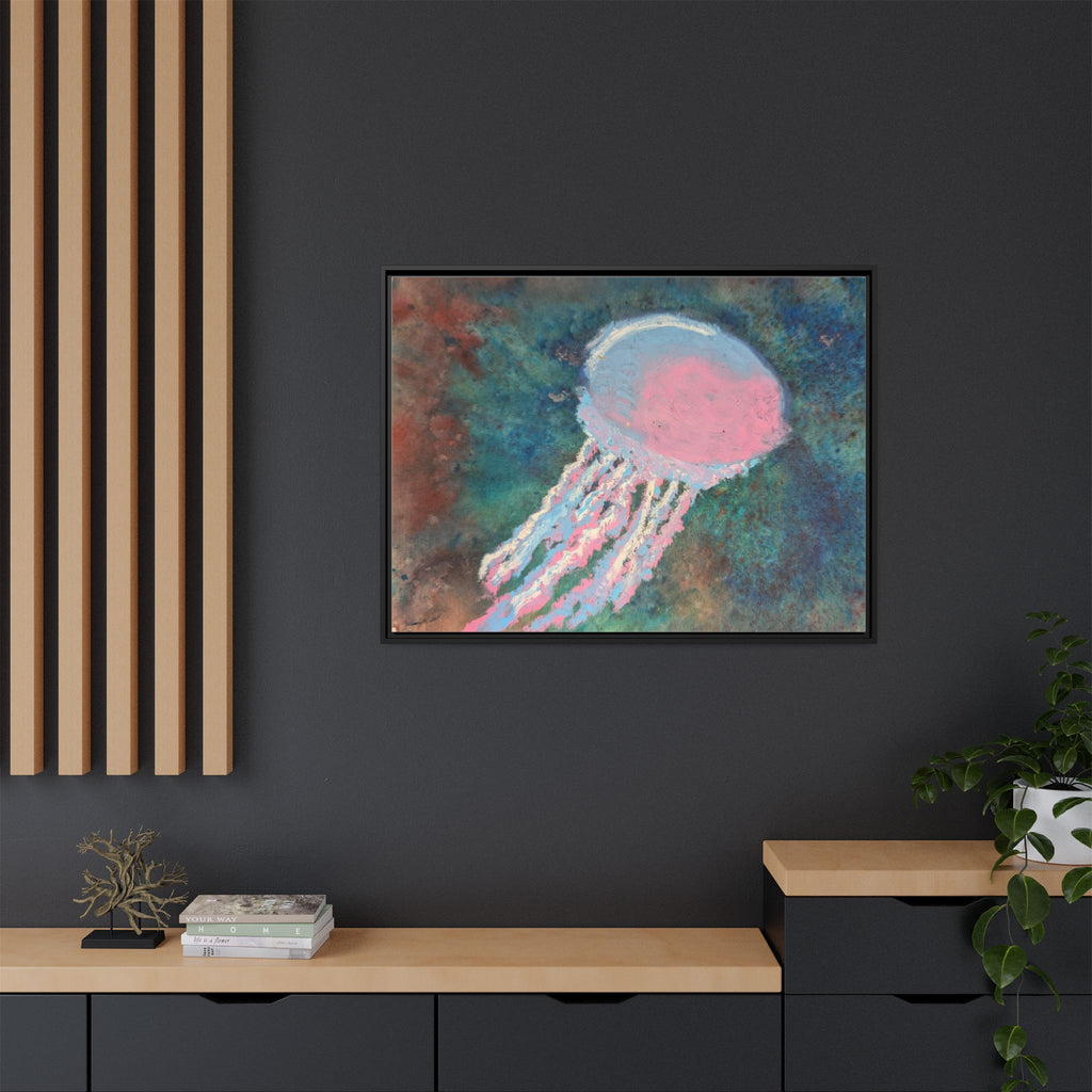 Jellyfish Watercolor Framed Canvas
