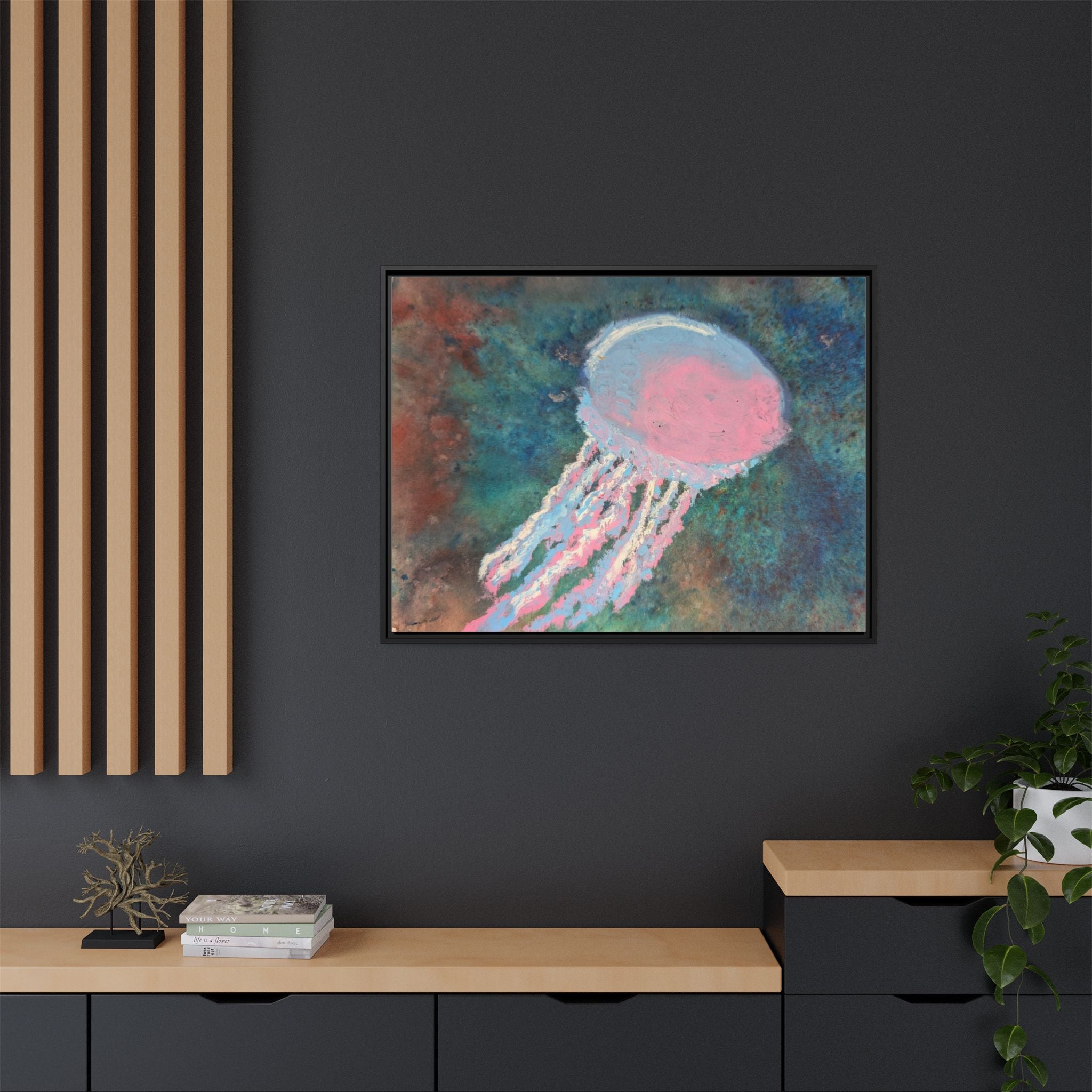 Jellyfish Watercolor Framed Canvas