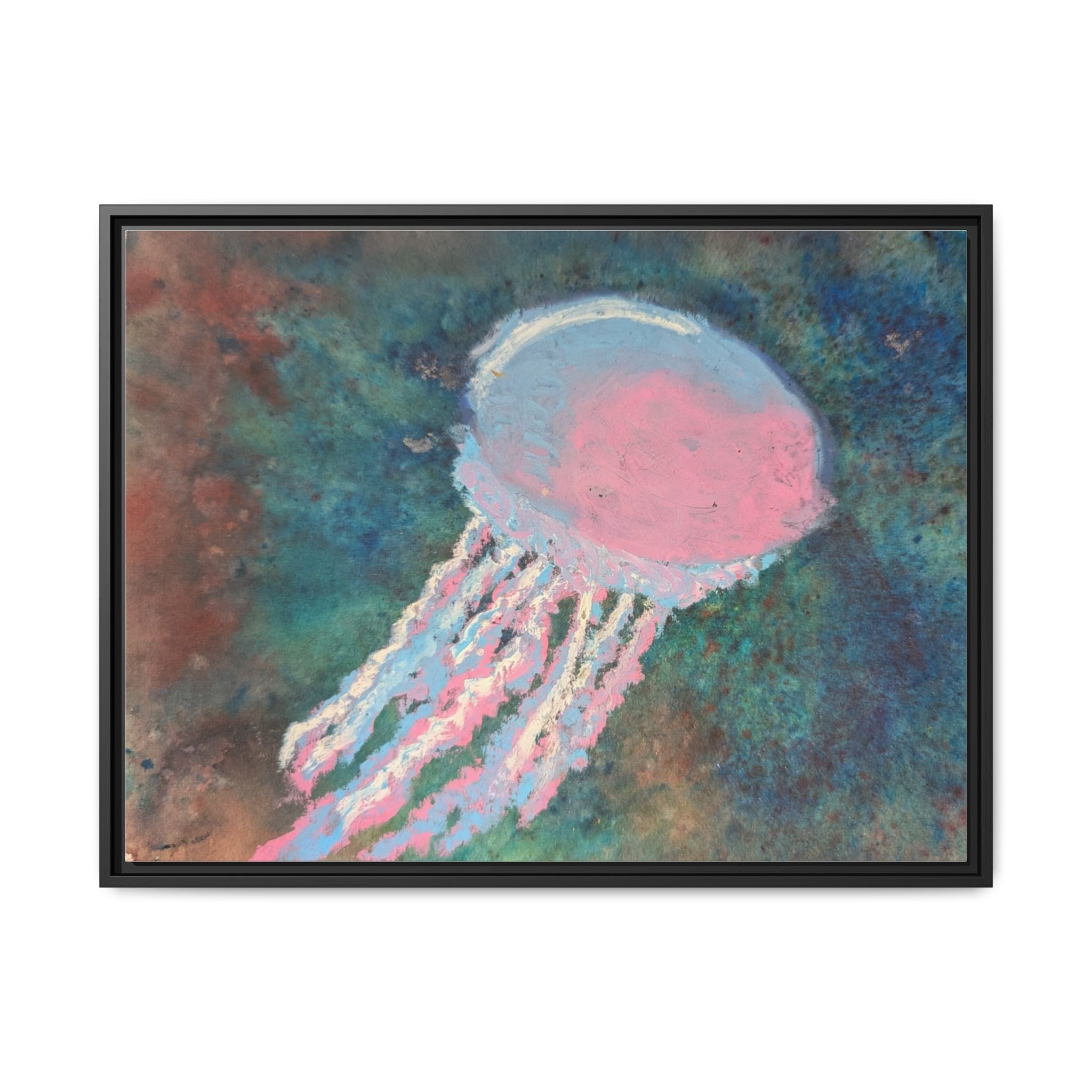 Jellyfish Watercolor Framed Canvas