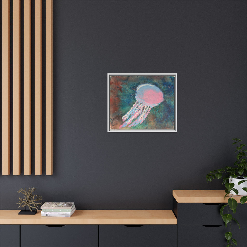 Jellyfish Watercolor Framed Canvas