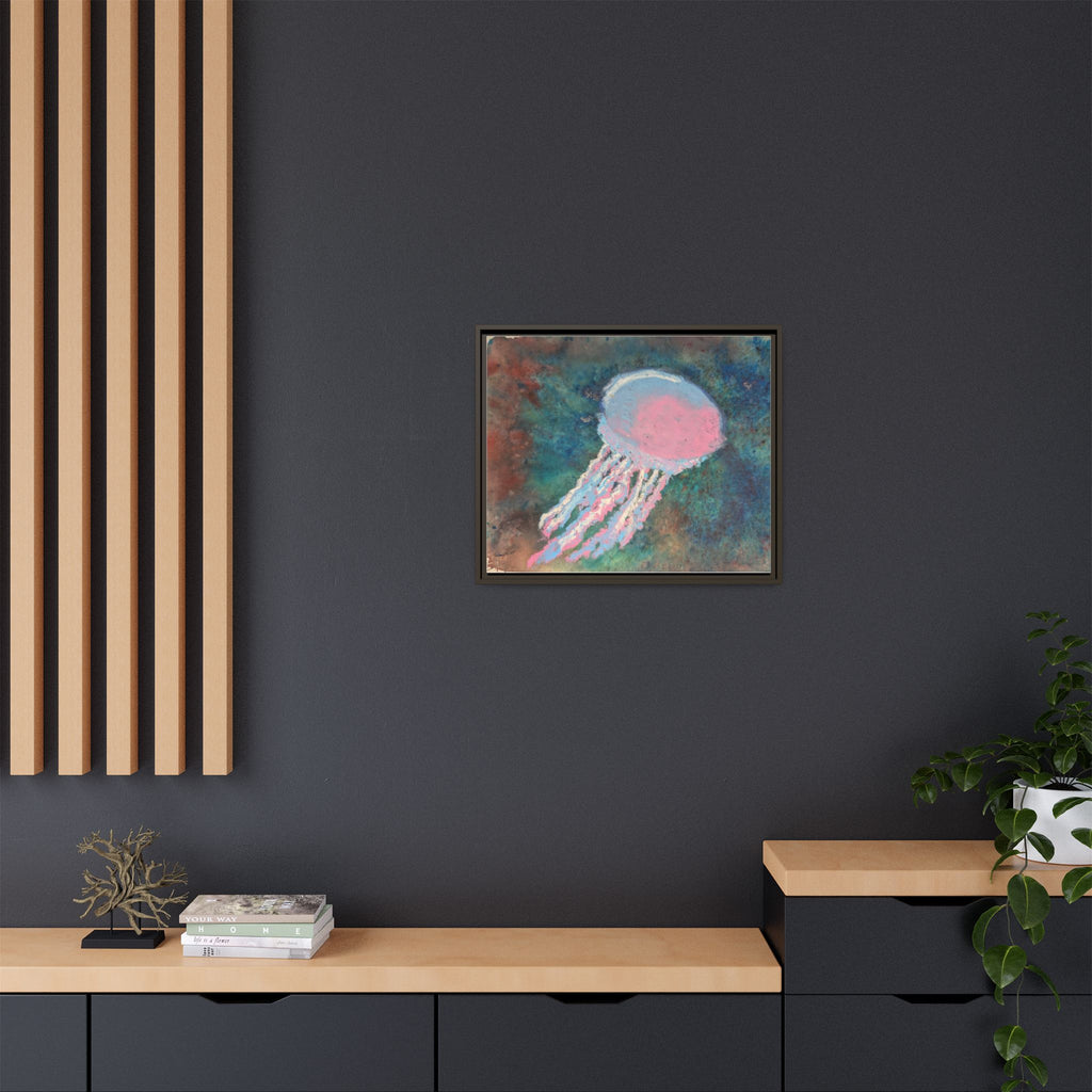 Jellyfish Watercolor Framed Canvas