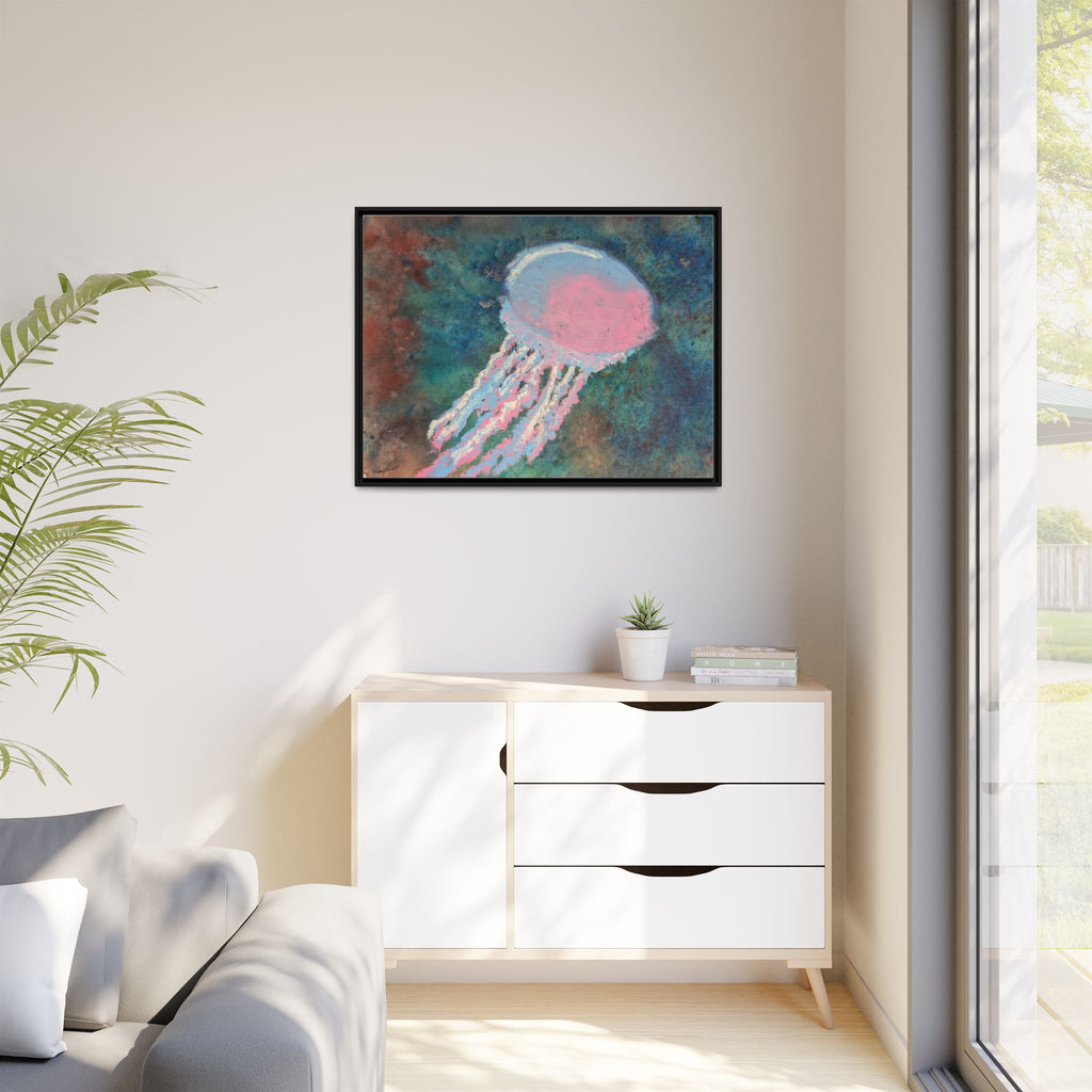 Jellyfish Watercolor Framed Canvas