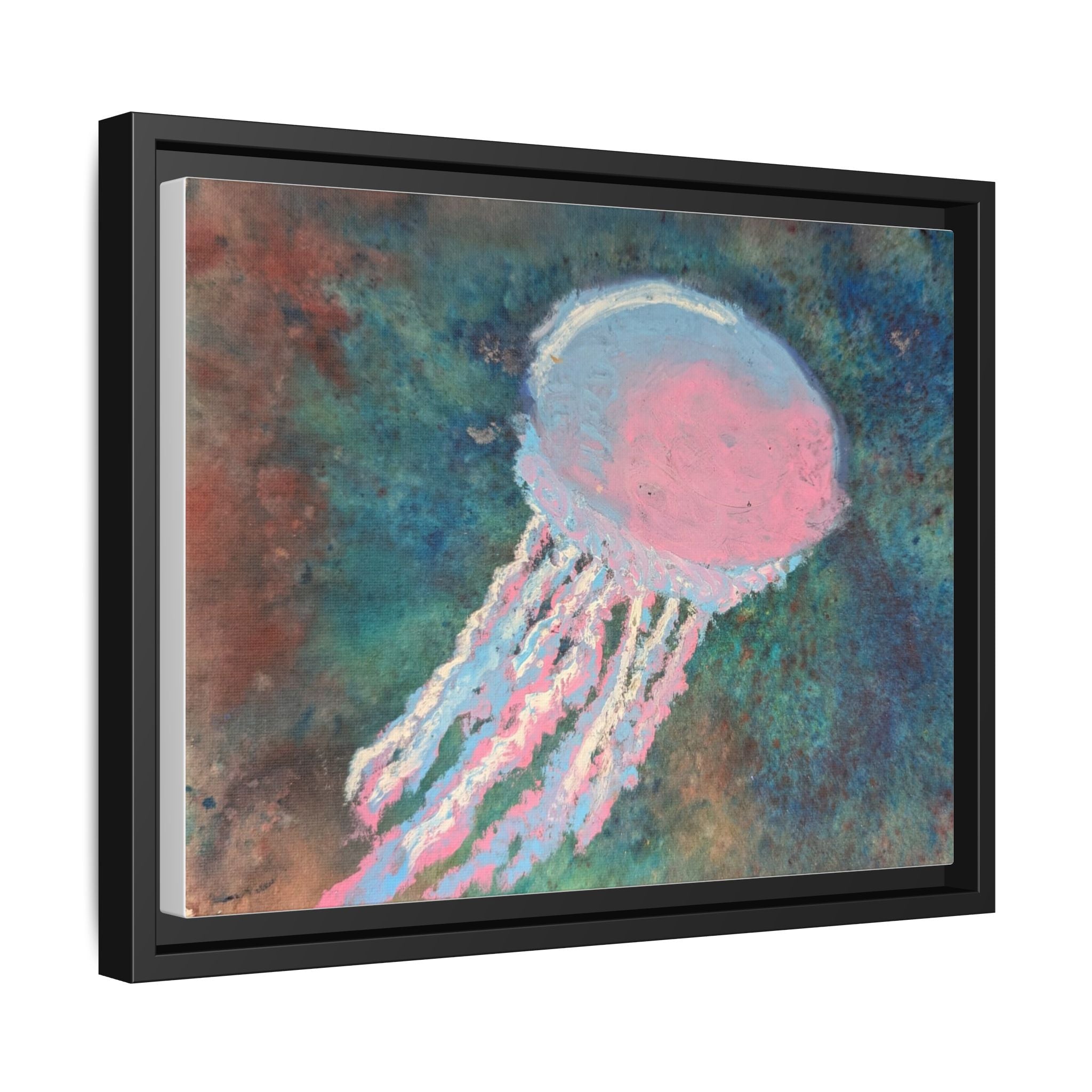 Jellyfish Watercolor Framed Canvas