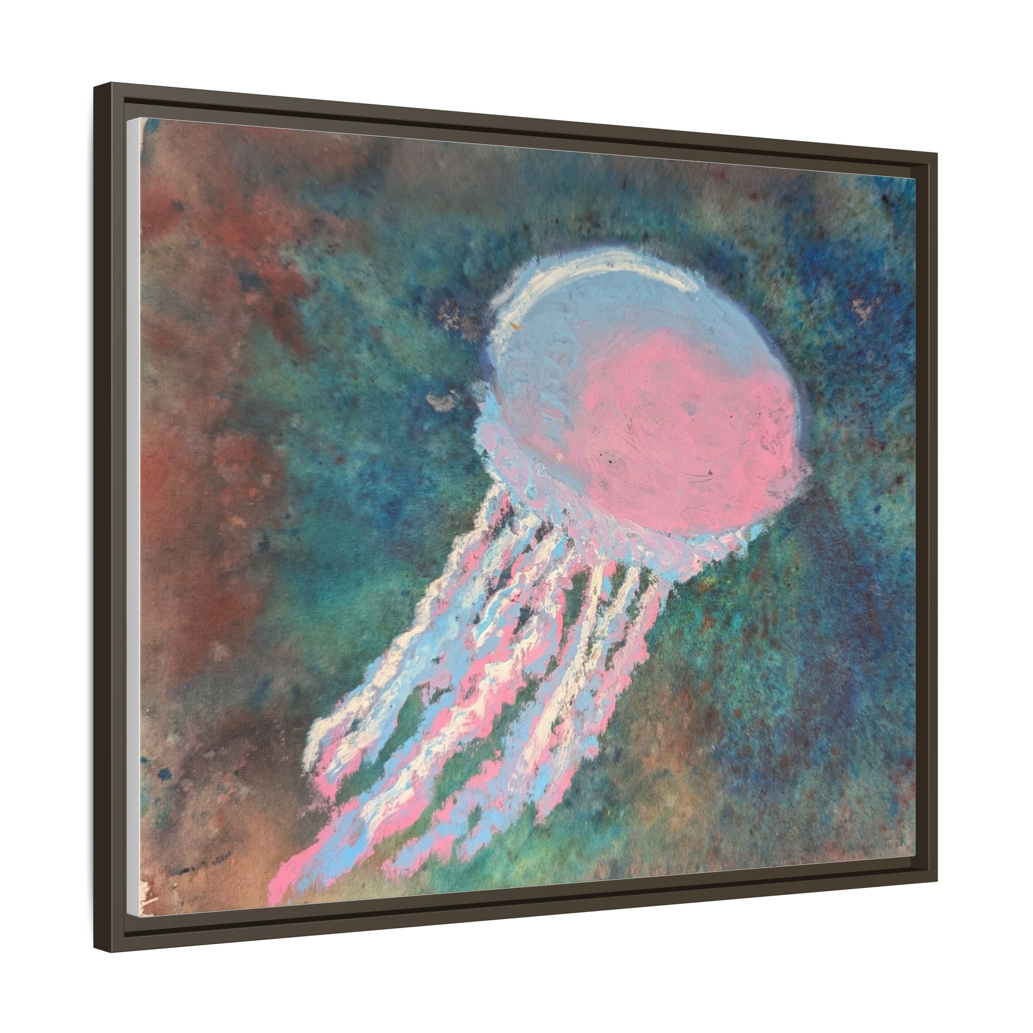 Jellyfish Watercolor Framed Canvas