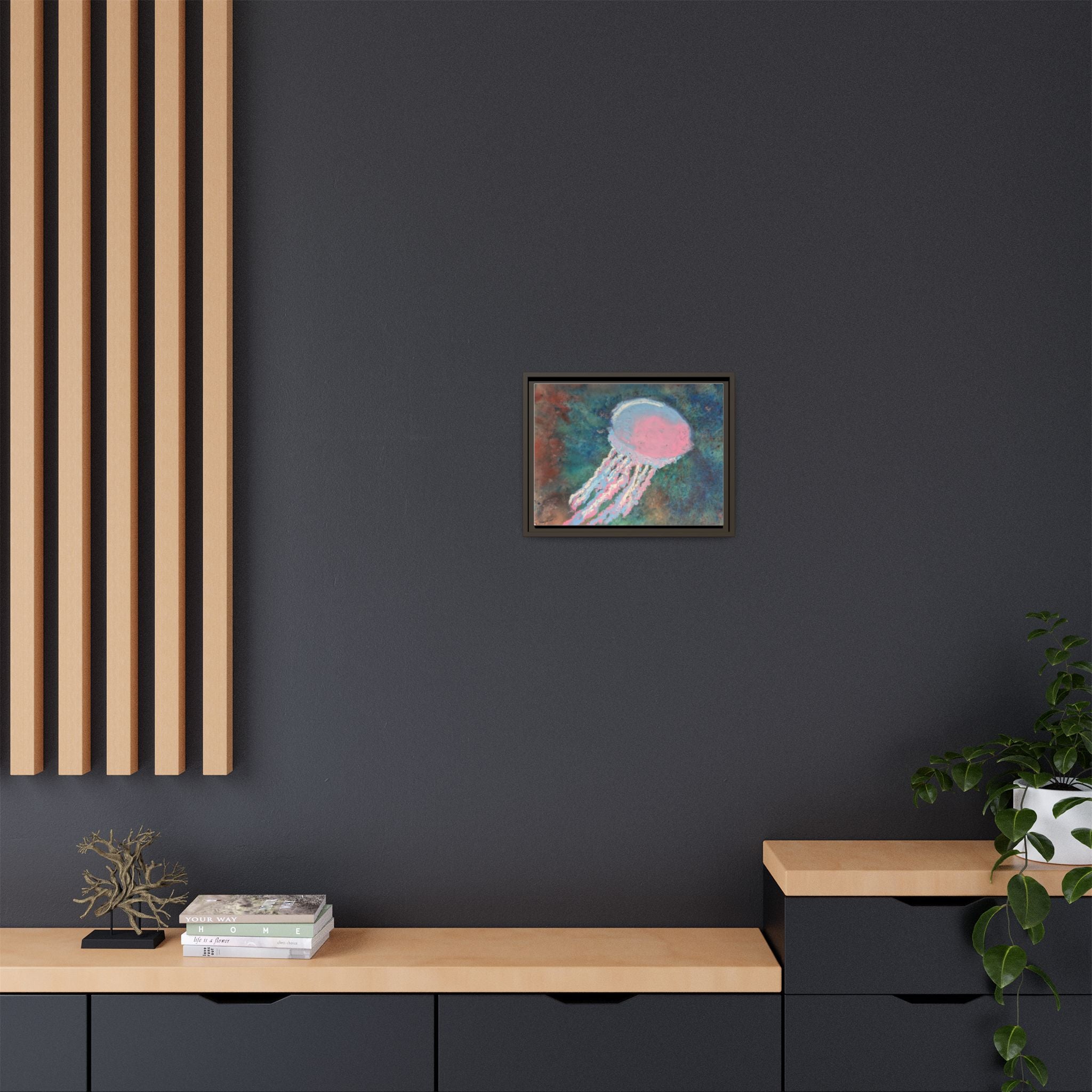 Jellyfish Watercolor Framed Canvas