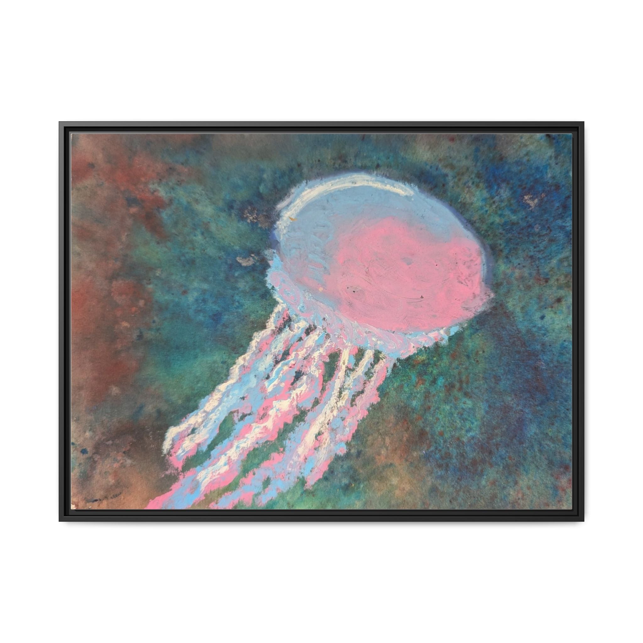 Jellyfish Watercolor Framed Canvas