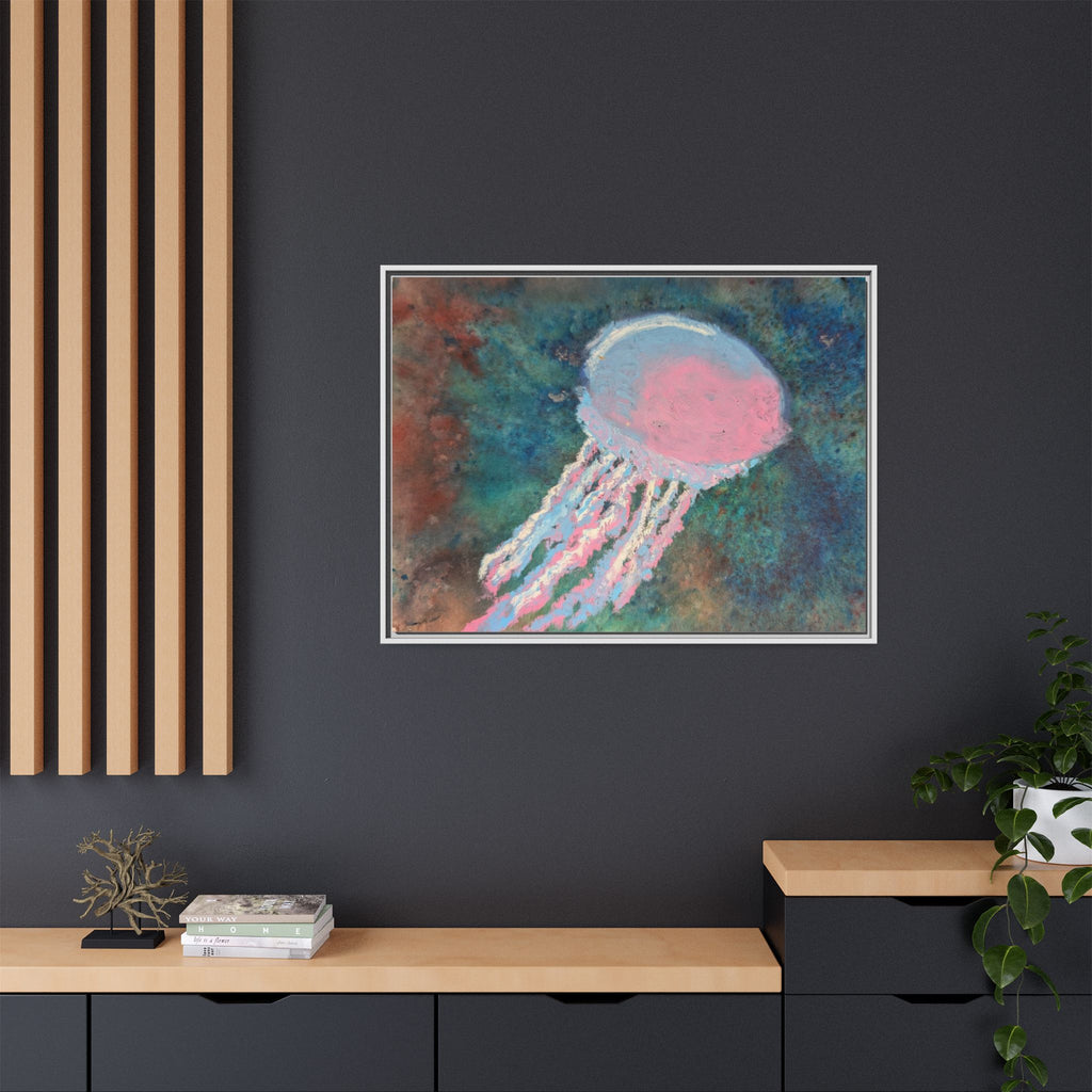 Jellyfish Watercolor Framed Canvas