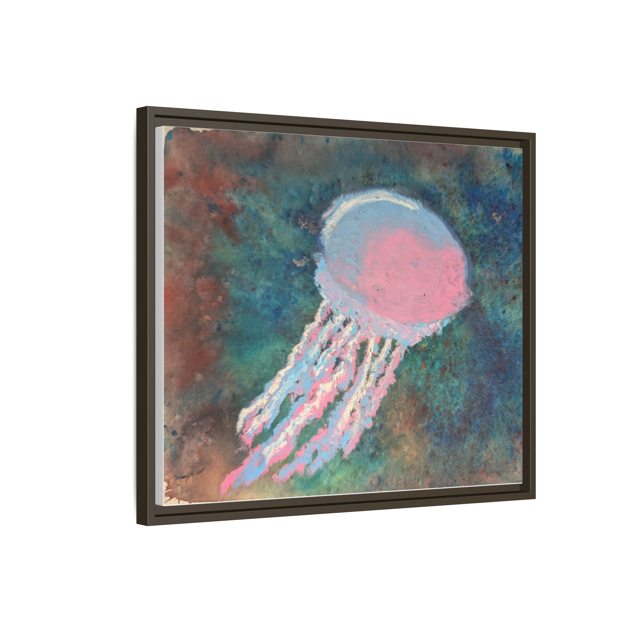 Jellyfish Watercolor Framed Canvas