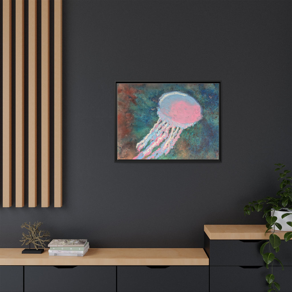 Jellyfish Watercolor Framed Canvas
