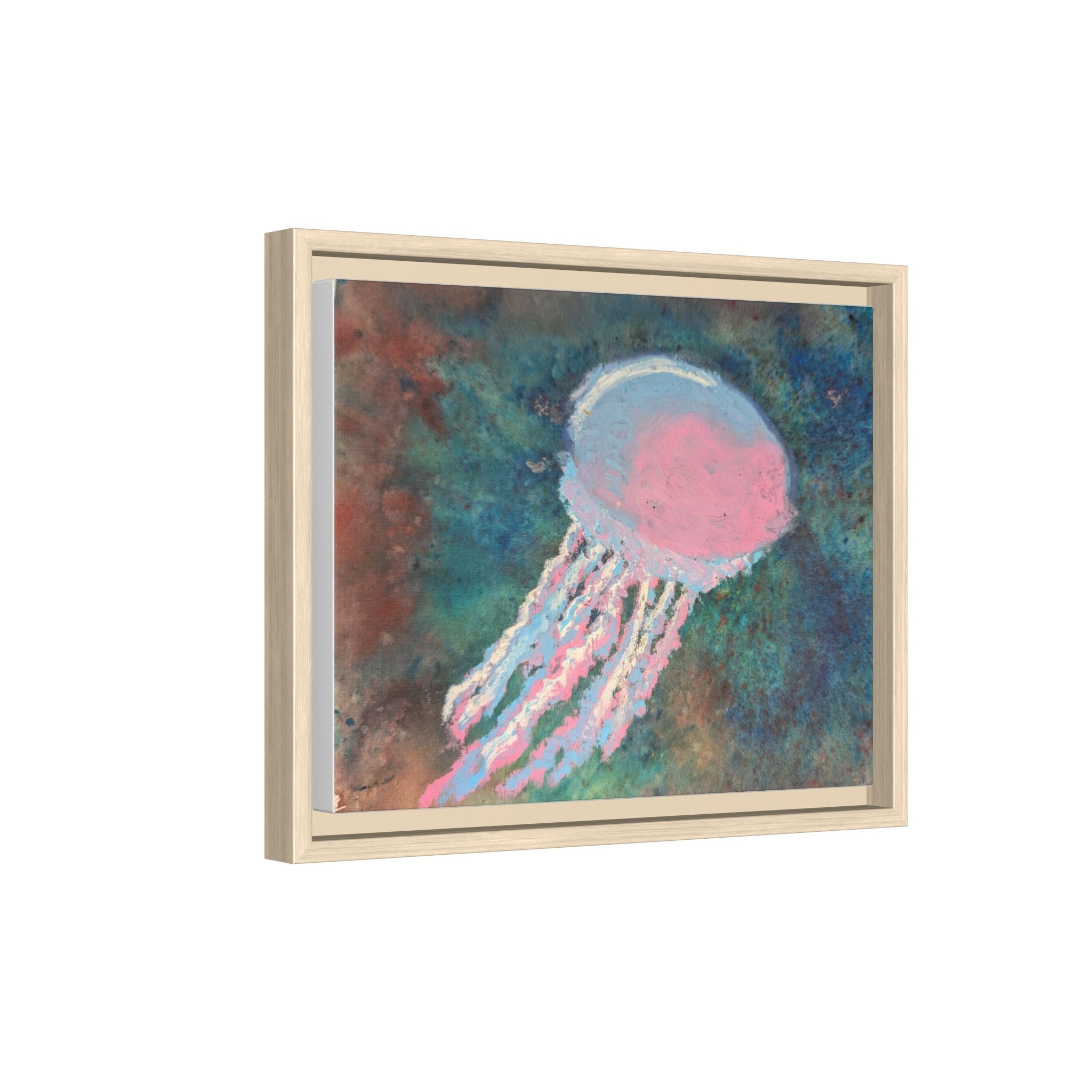 Jellyfish Watercolor Framed Canvas