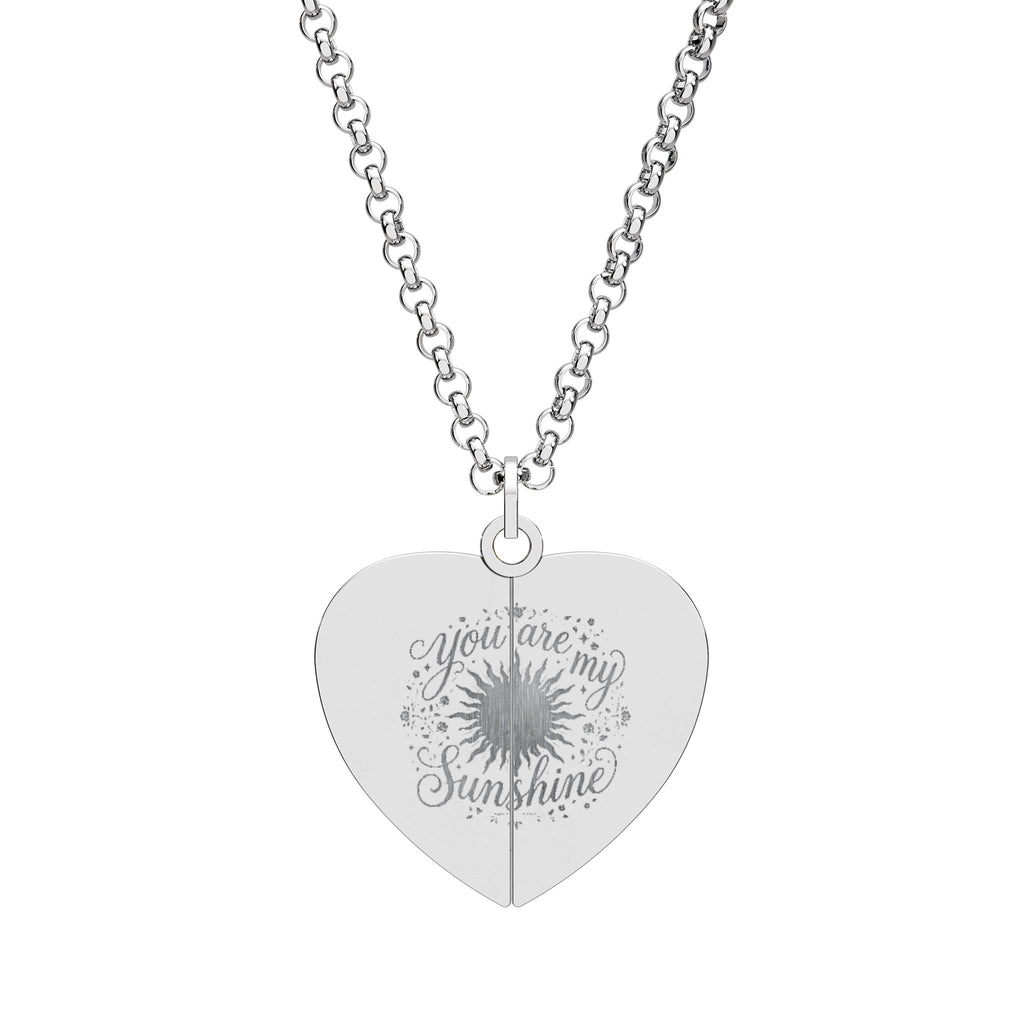 Hidden Message Engraved Heart Necklace — Secret Split Pendant Gift