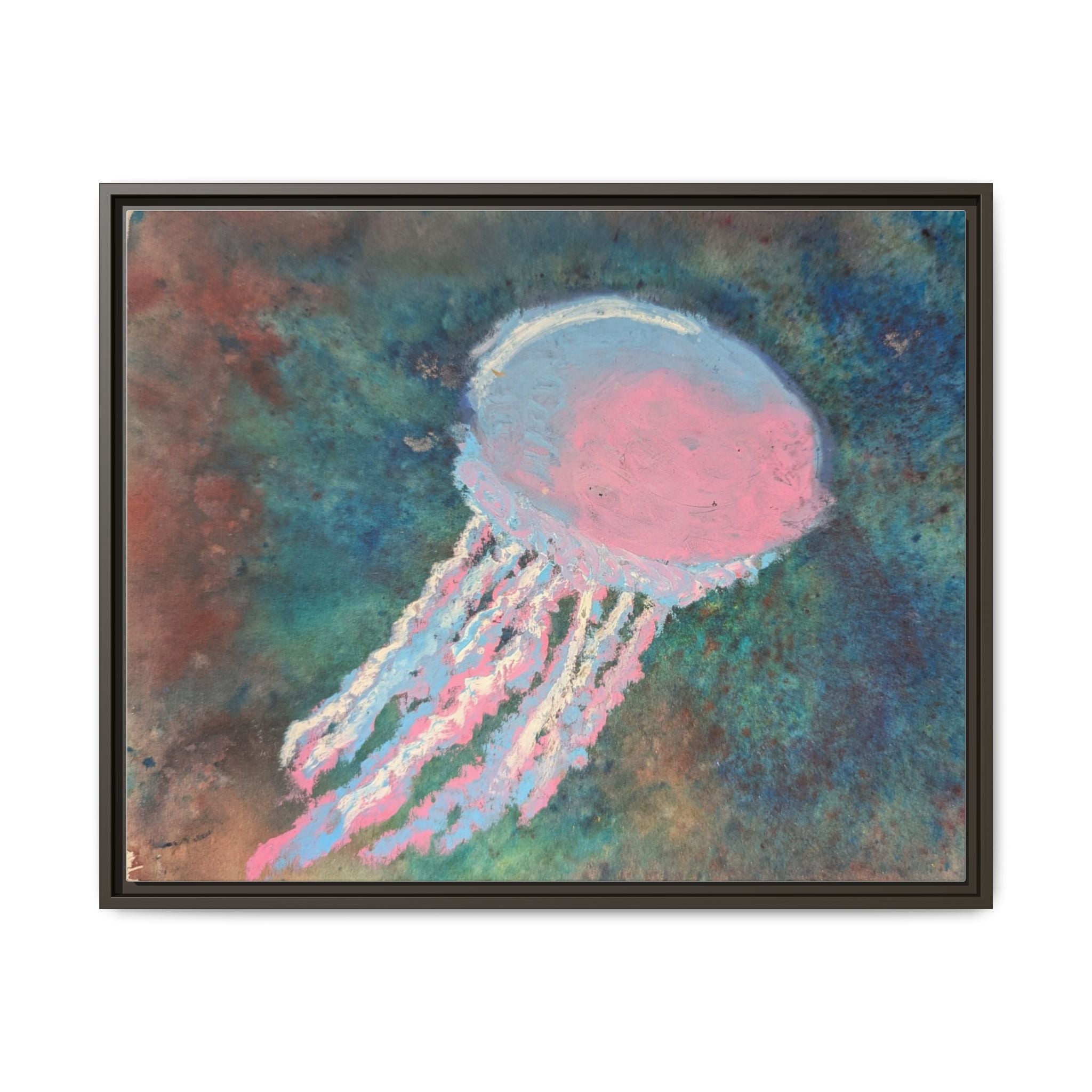 Jellyfish Watercolor Framed Canvas