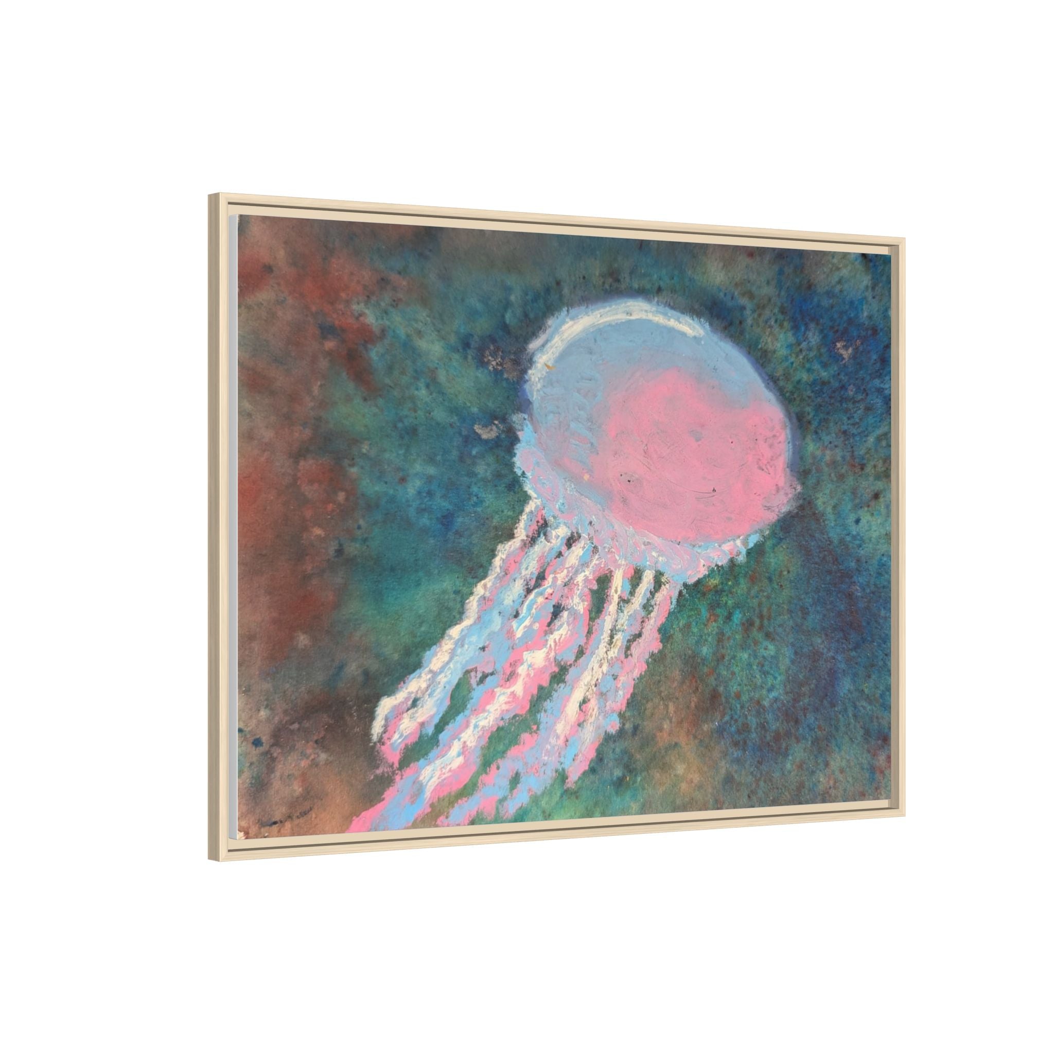 Jellyfish Watercolor Framed Canvas