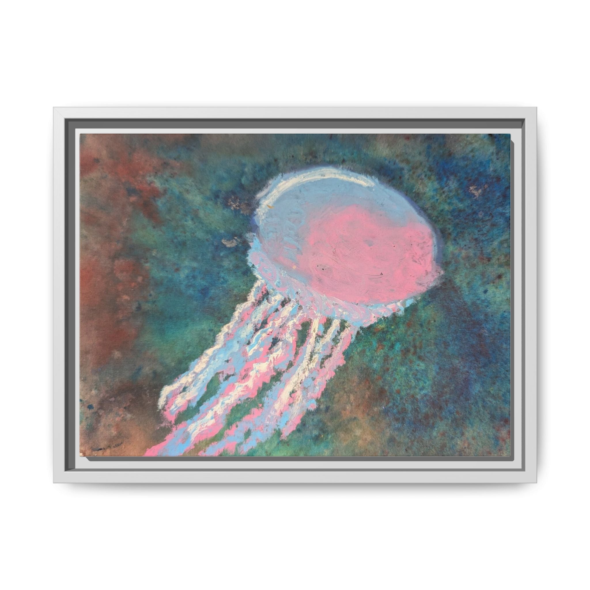 Jellyfish Watercolor Framed Canvas
