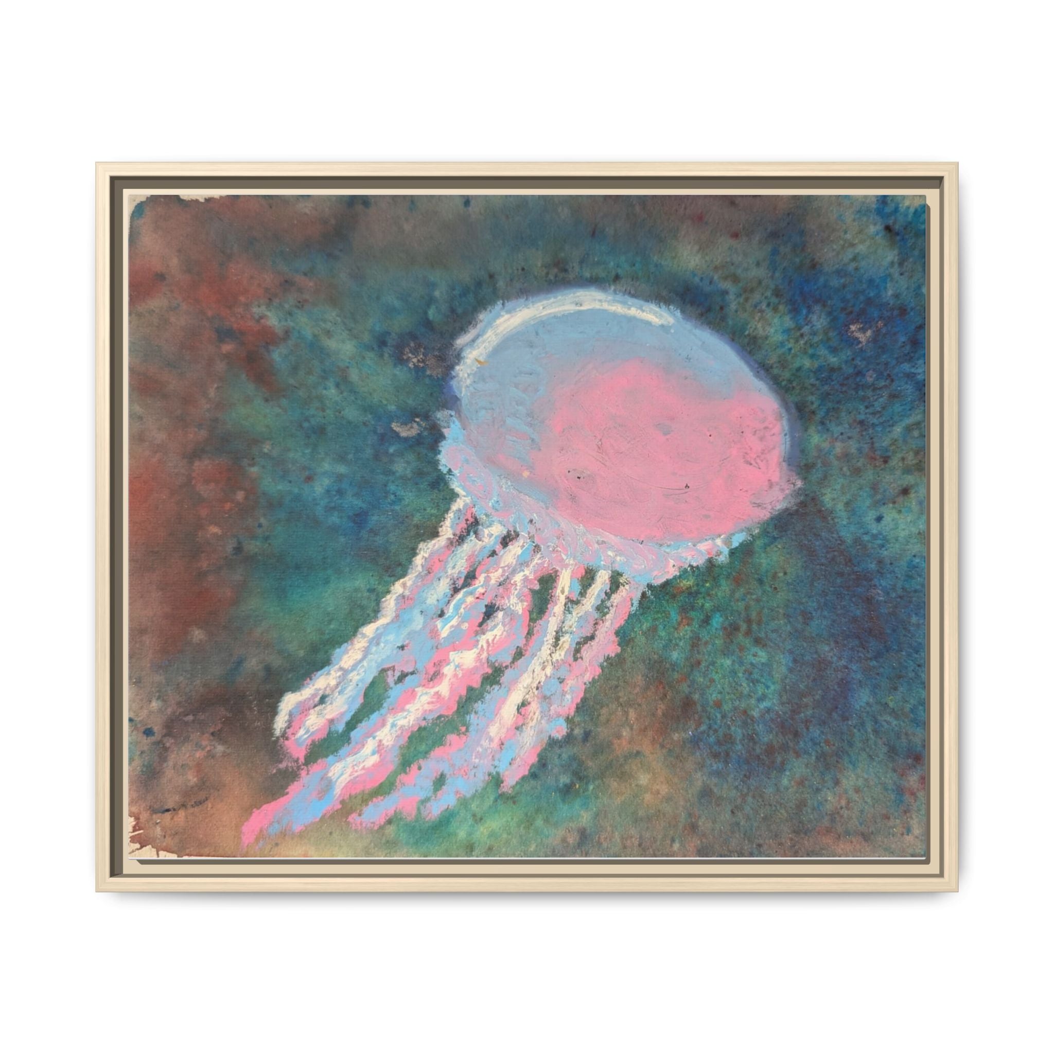 Jellyfish Watercolor Framed Canvas