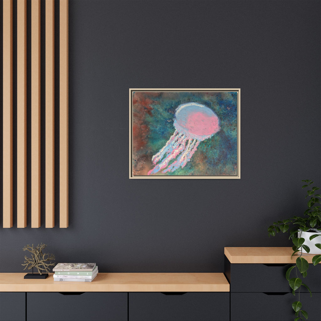Jellyfish Watercolor Framed Canvas