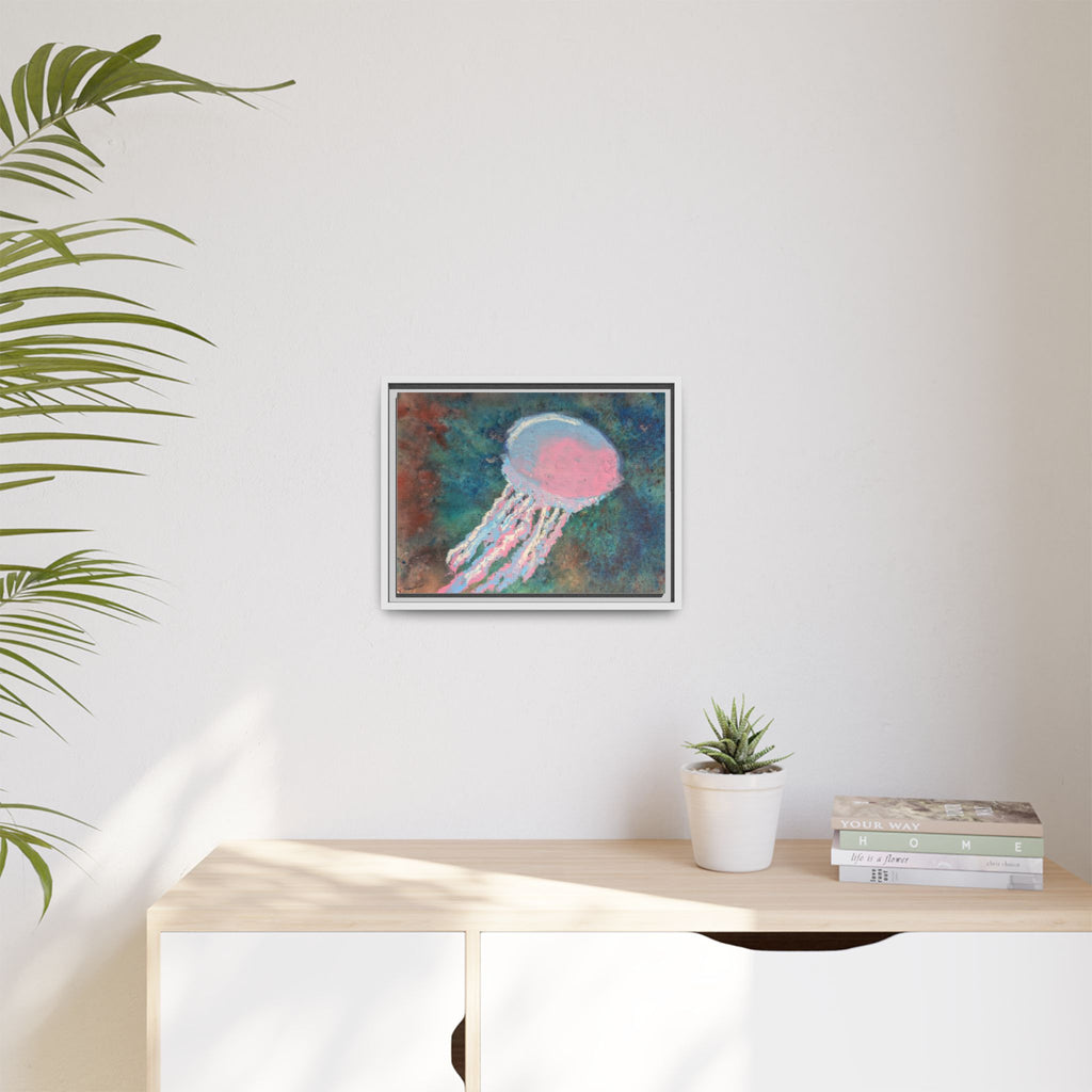 Jellyfish Watercolor Framed Canvas
