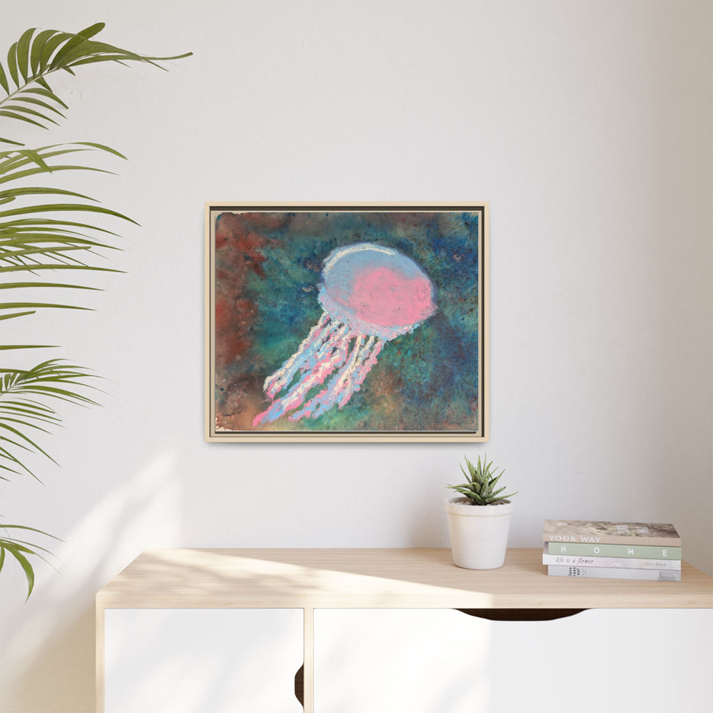 Jellyfish Watercolor Framed Canvas
