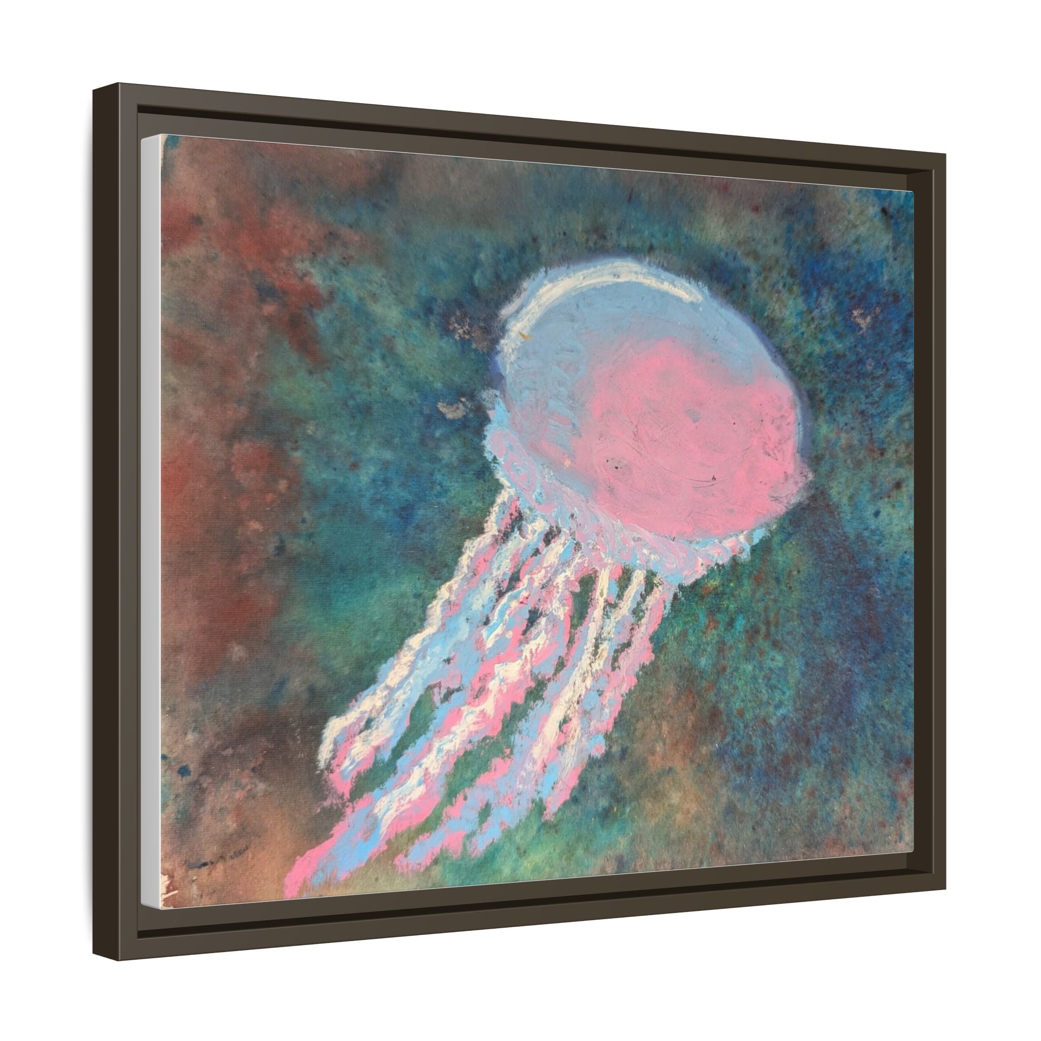 Jellyfish Watercolor Framed Canvas