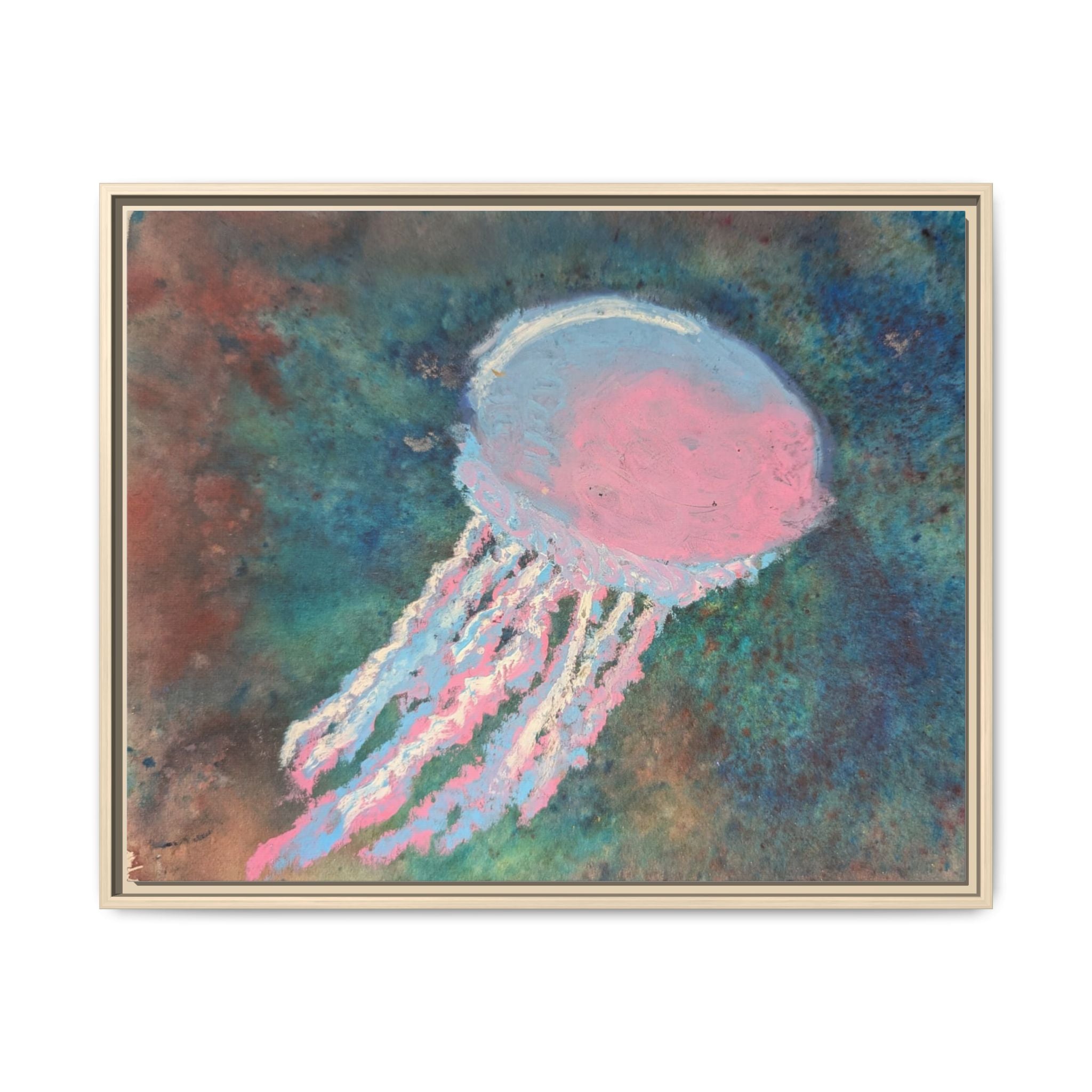 Jellyfish Watercolor Framed Canvas