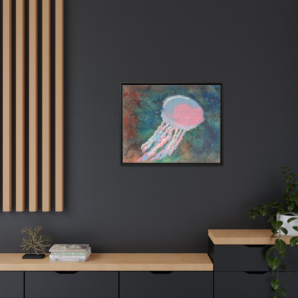 Jellyfish Watercolor Framed Canvas