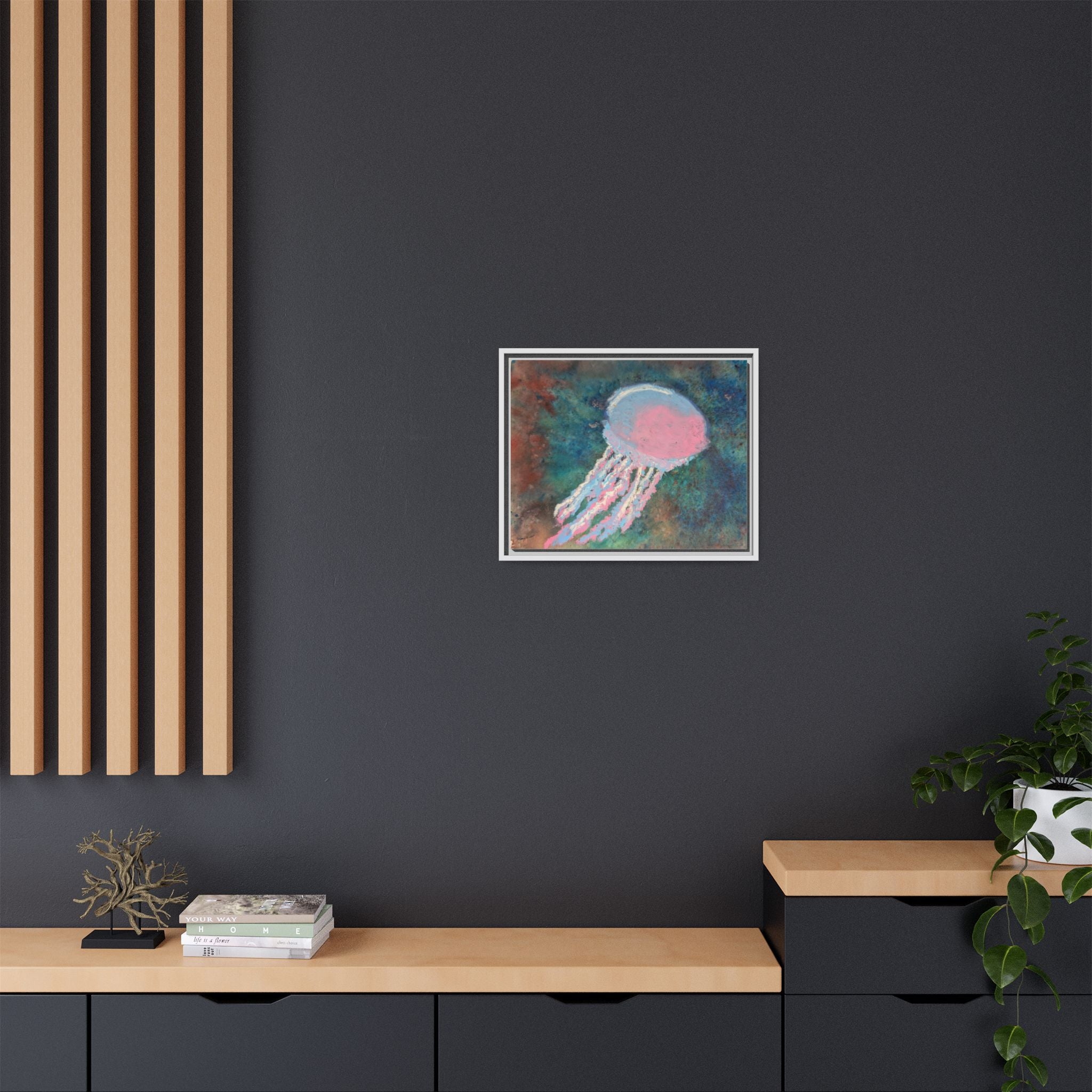 Jellyfish Watercolor Framed Canvas