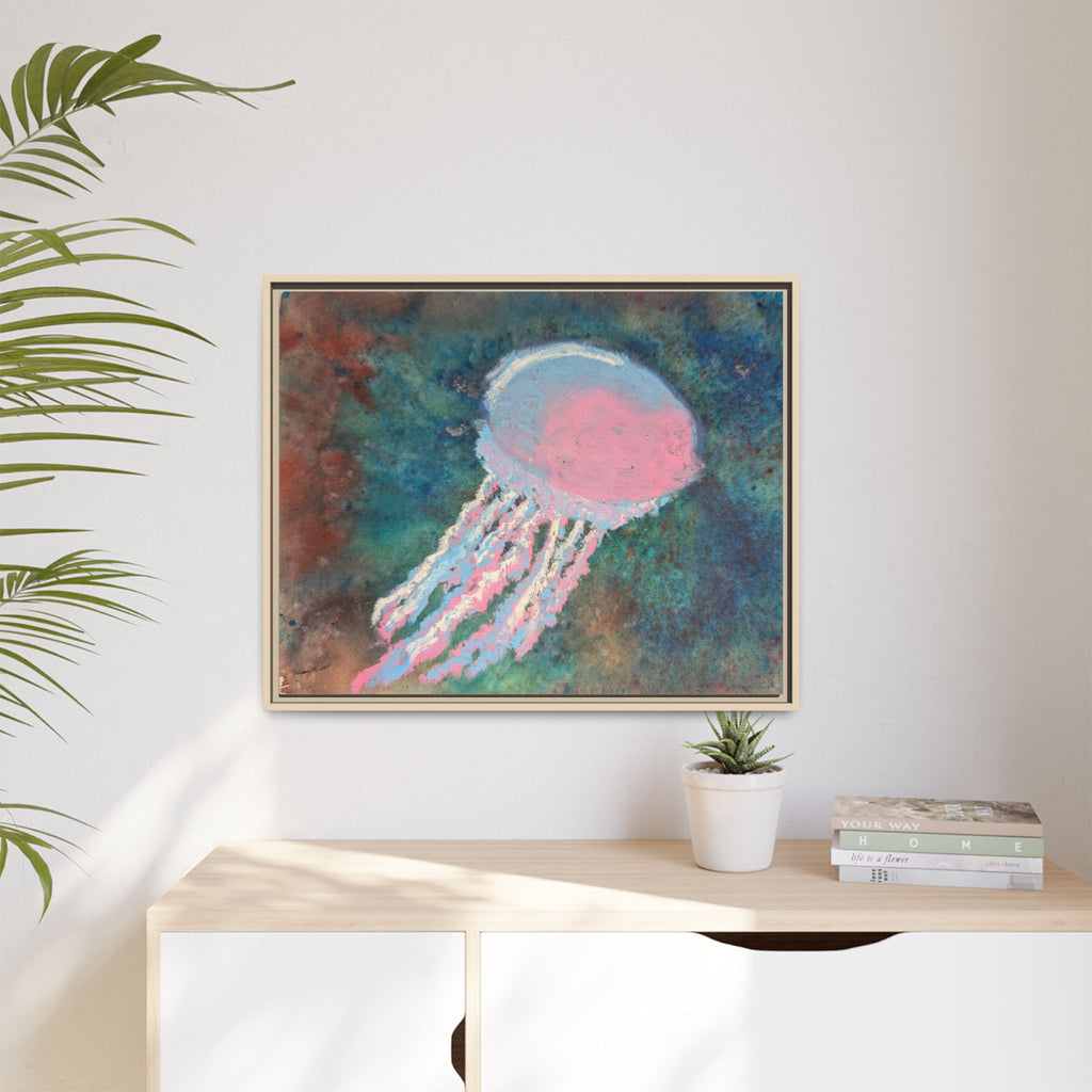 Jellyfish Watercolor Framed Canvas