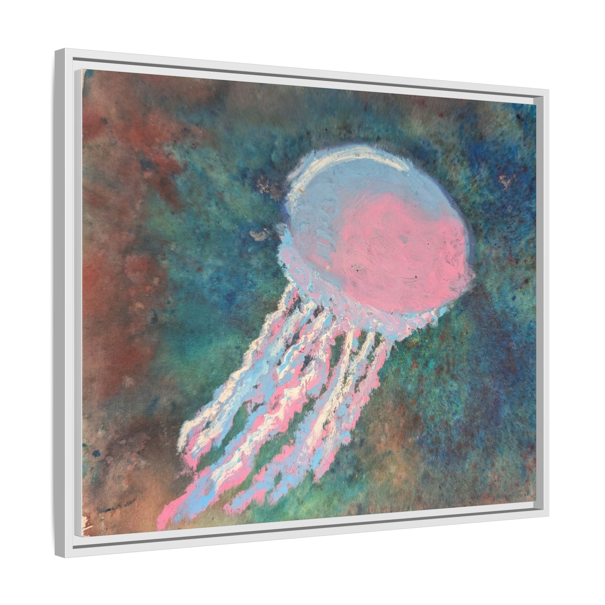 Jellyfish Watercolor Framed Canvas