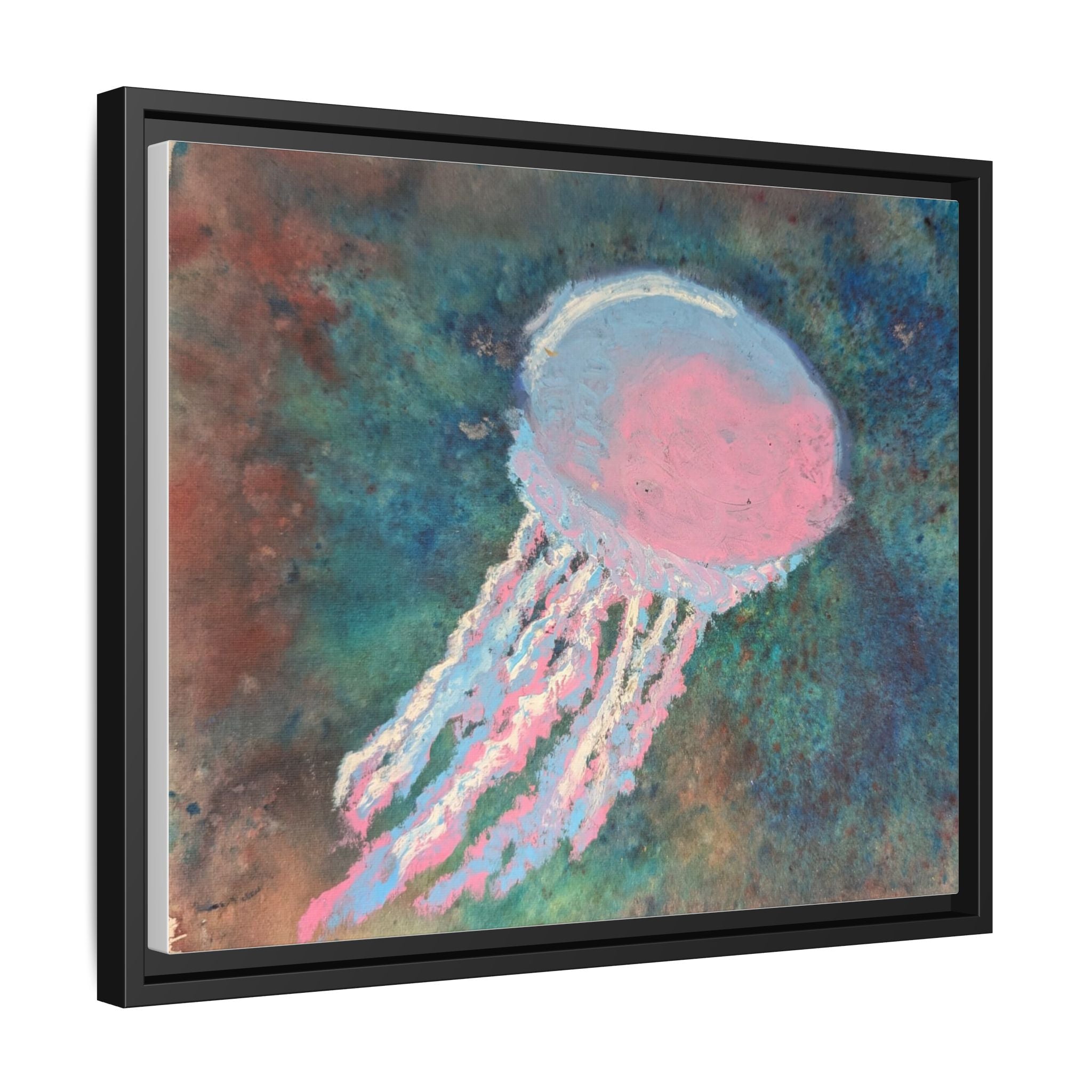 Jellyfish Watercolor Framed Canvas