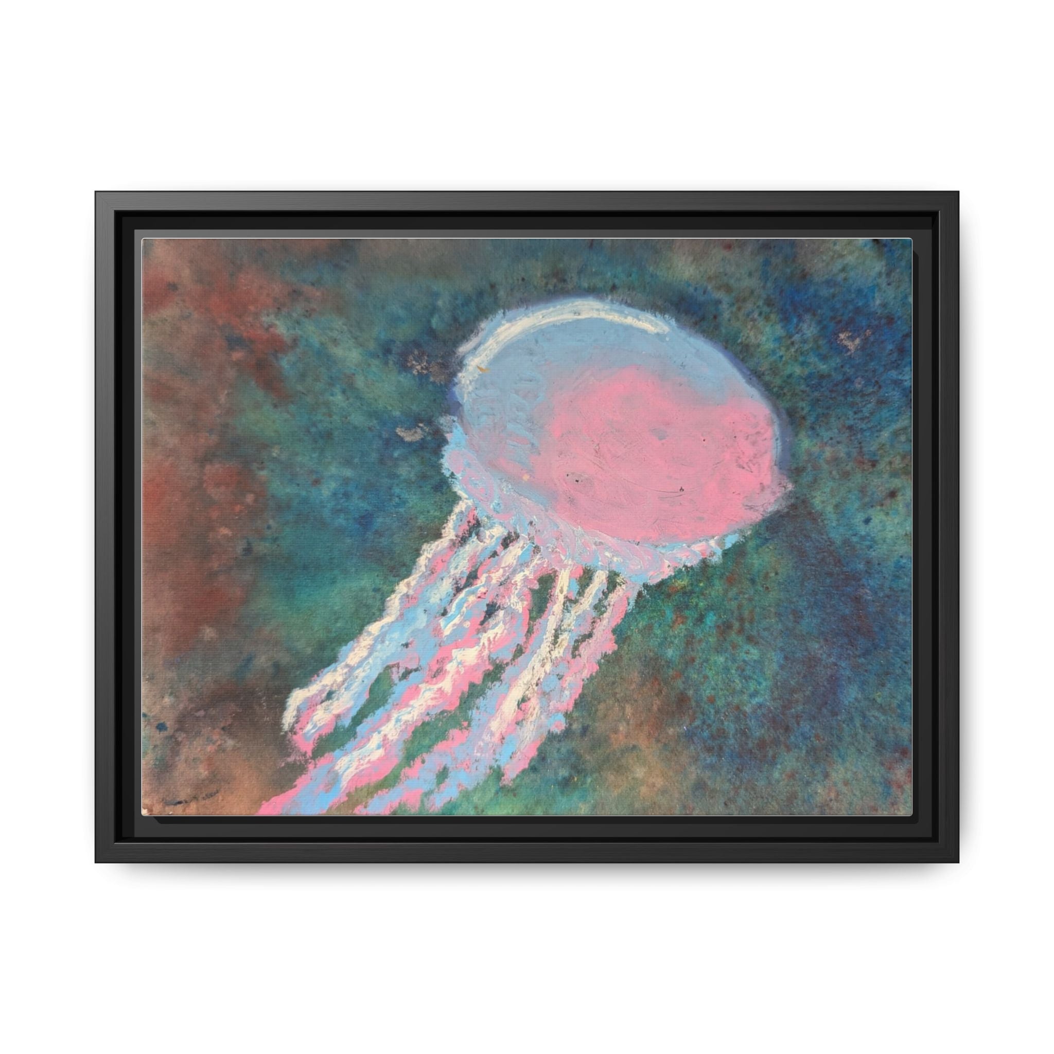 Jellyfish Watercolor Framed Canvas