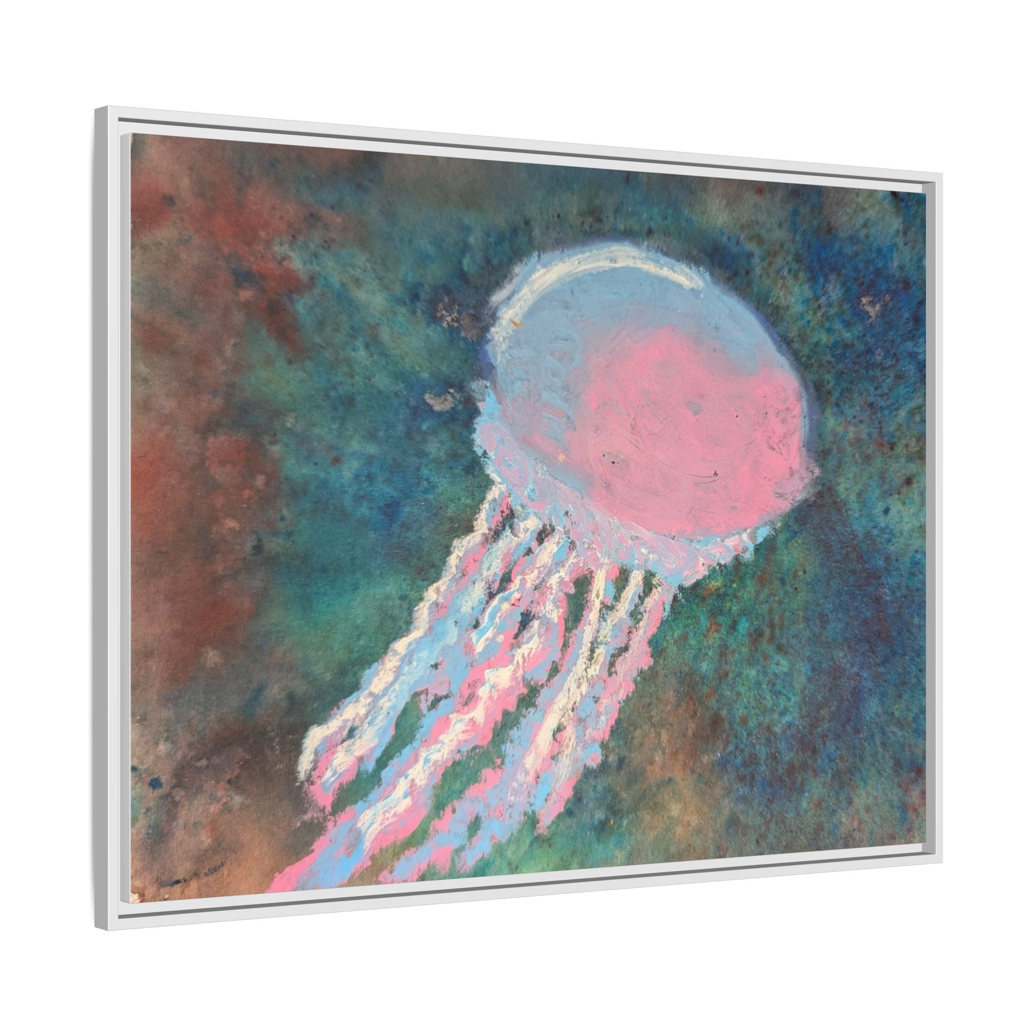 Jellyfish Watercolor Framed Canvas