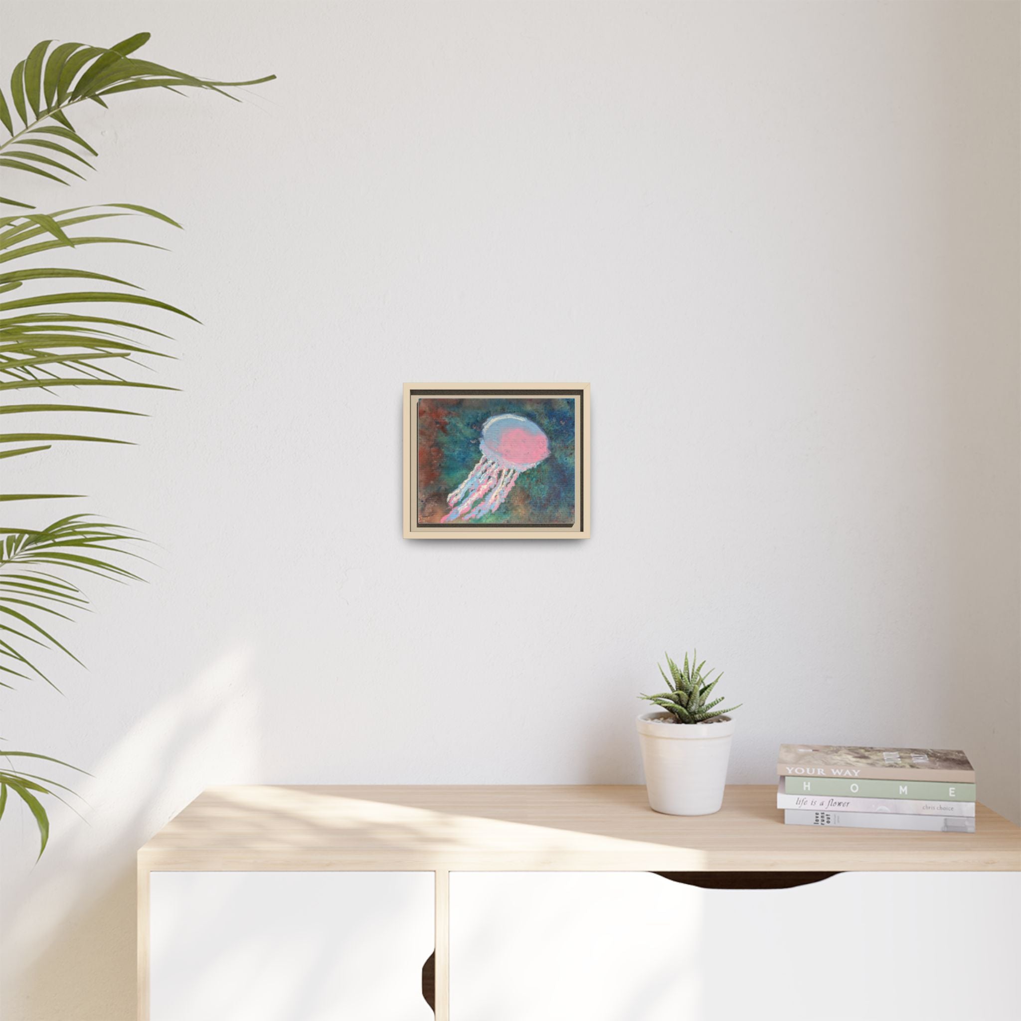 Jellyfish Watercolor Framed Canvas