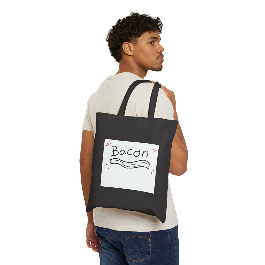 Bacon Canvas Tote Bag — Funny Illustrated Bacon Grocery & Market Shopper