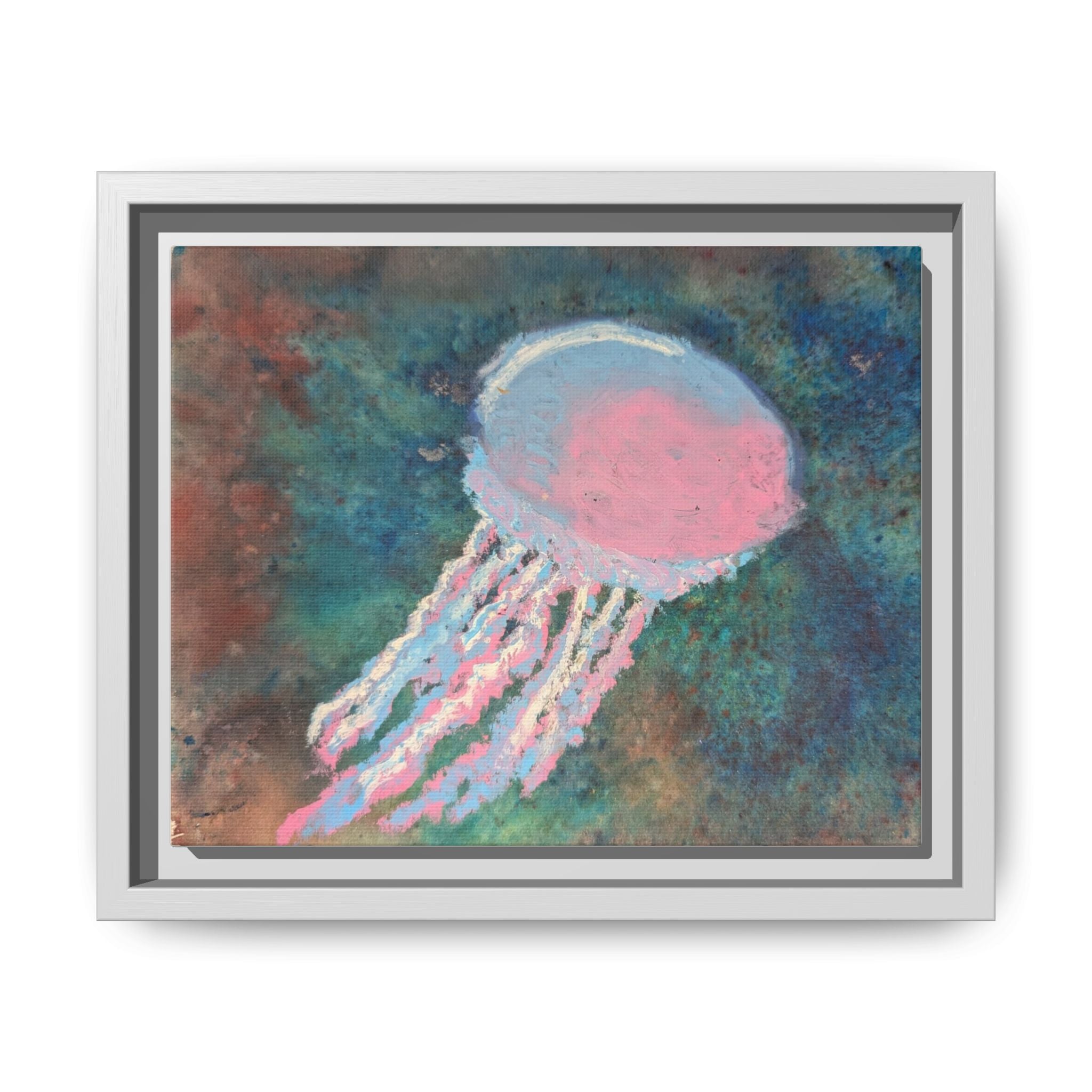 Jellyfish Watercolor Framed Canvas