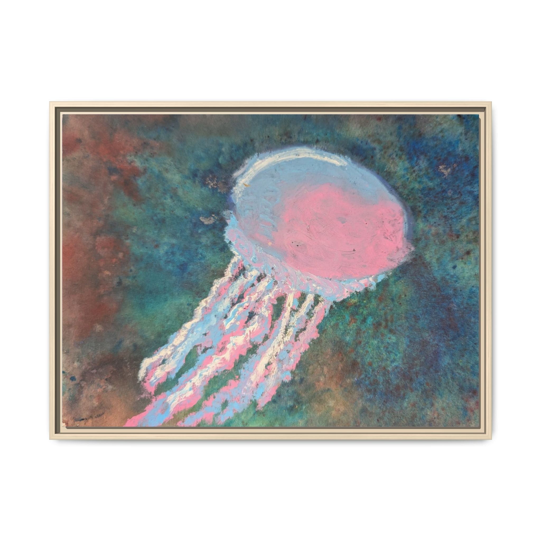 Jellyfish Watercolor Framed Canvas