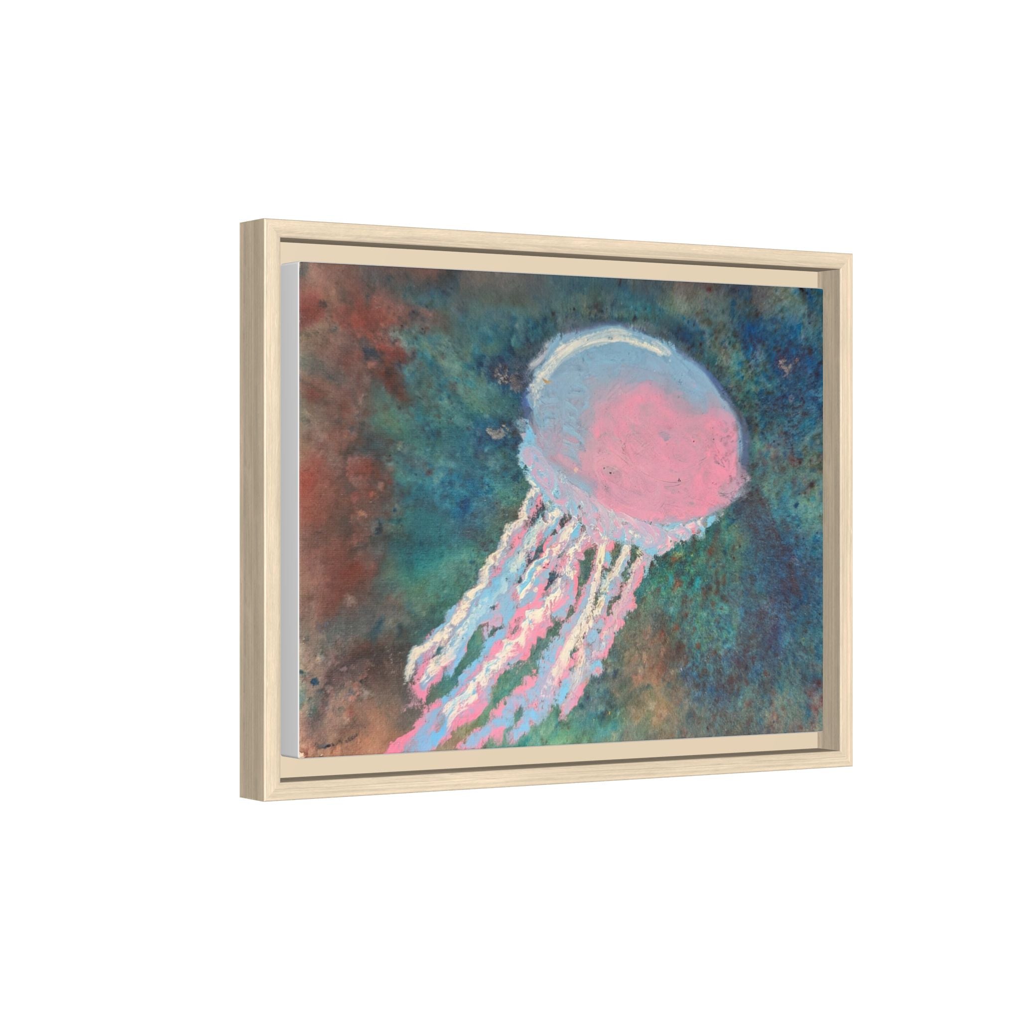 Jellyfish Watercolor Framed Canvas