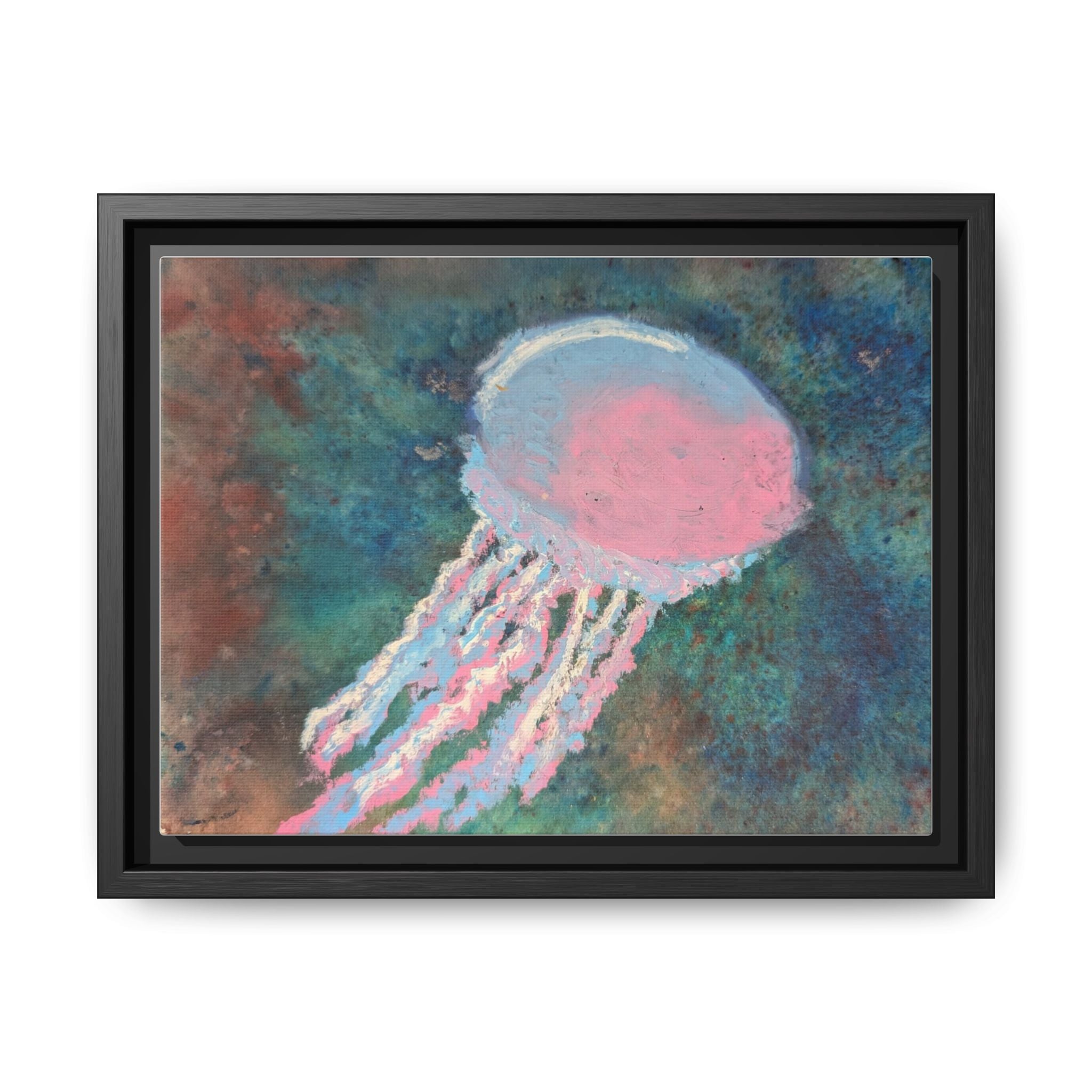 Jellyfish Watercolor Framed Canvas