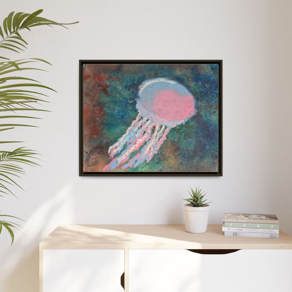 Jellyfish Watercolor Framed Canvas