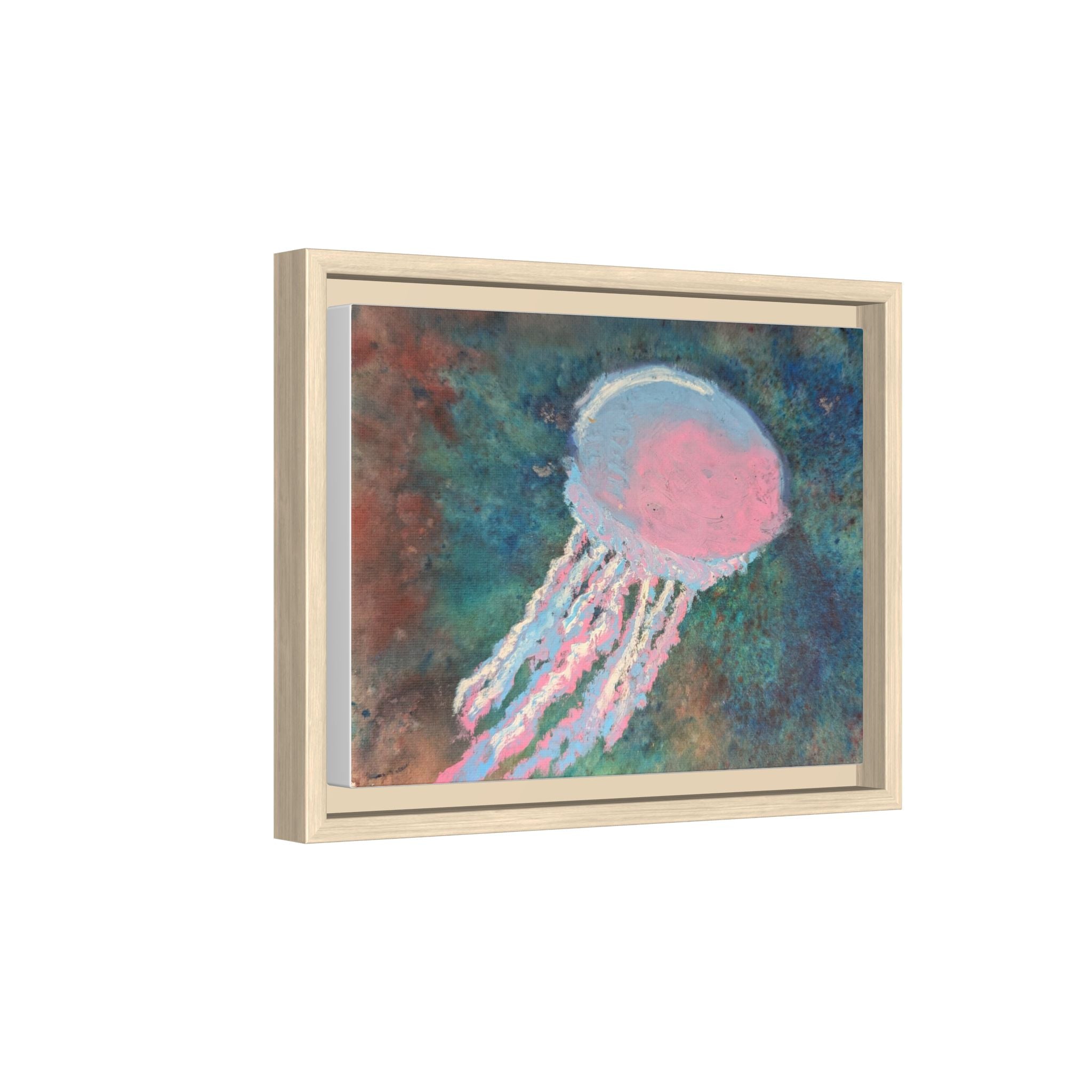 Jellyfish Watercolor Framed Canvas
